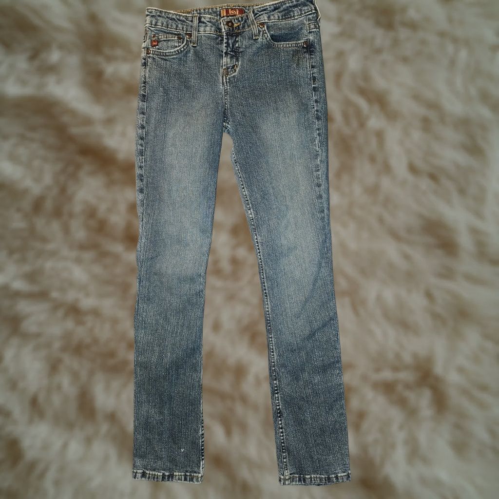 Vintage VINTAGE LEI Jeans Straight Juniors 7 Low Rise Blue Denim Logo 90s Y2K City Hipster Womens Size 28" / US 6 / IT 42 - 1 Thumbnail