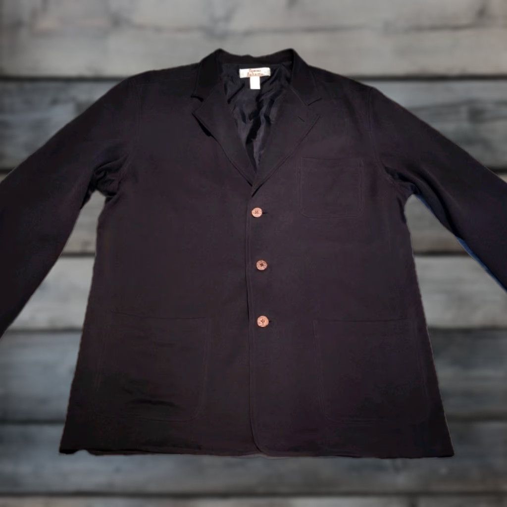 Tommy Bahama Tommy Bahama Silk Blazer Mens Size L Black Unstructured 3-Button Regular Fit Size 42R - 1 Thumbnail