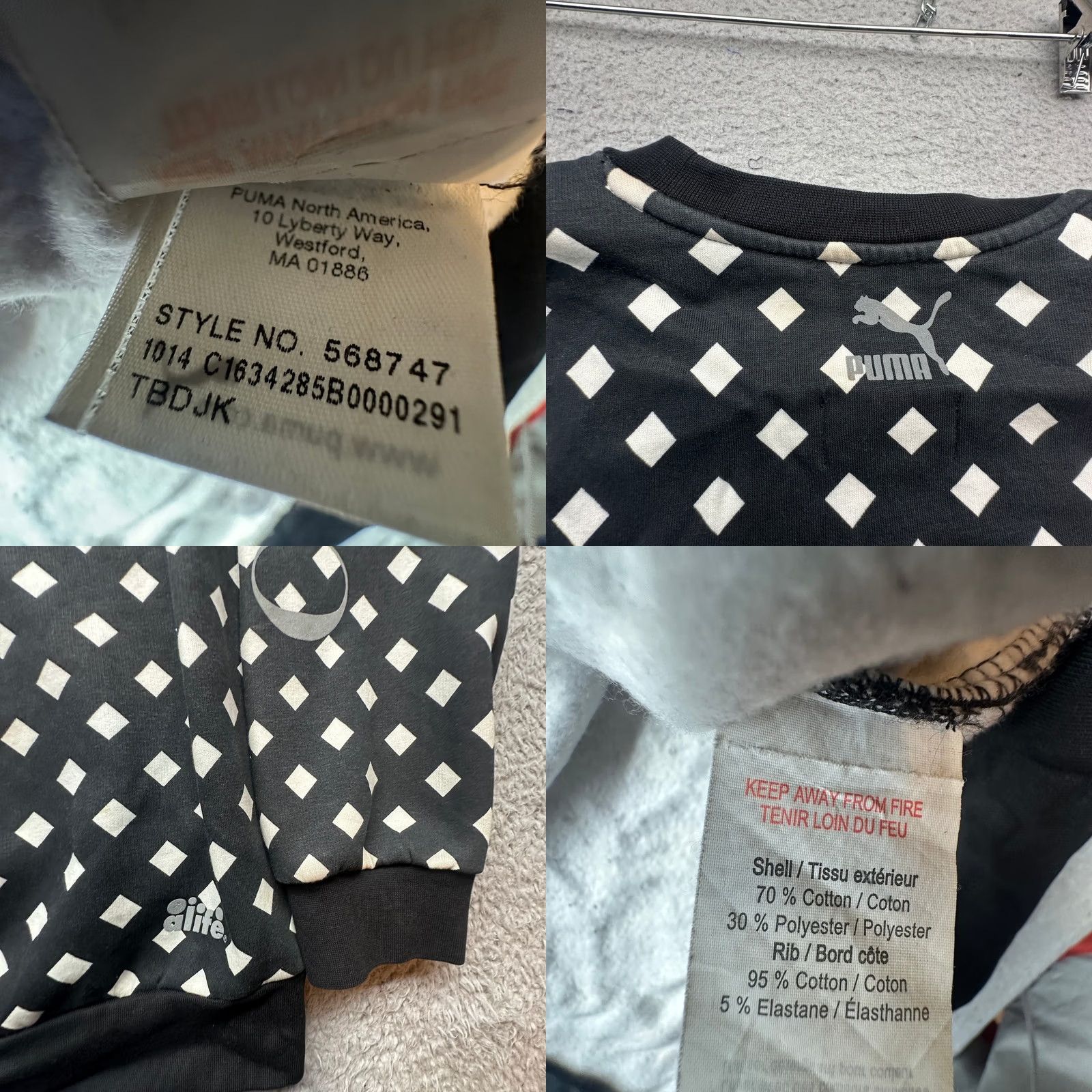 Alife Alife x Puma 3M Spell Out Crewneck Sweatshirt Mens XXL Black White Polka Dot Sweatshirt Size US XXL / EU 58 / 5 - 8 Thumbnail