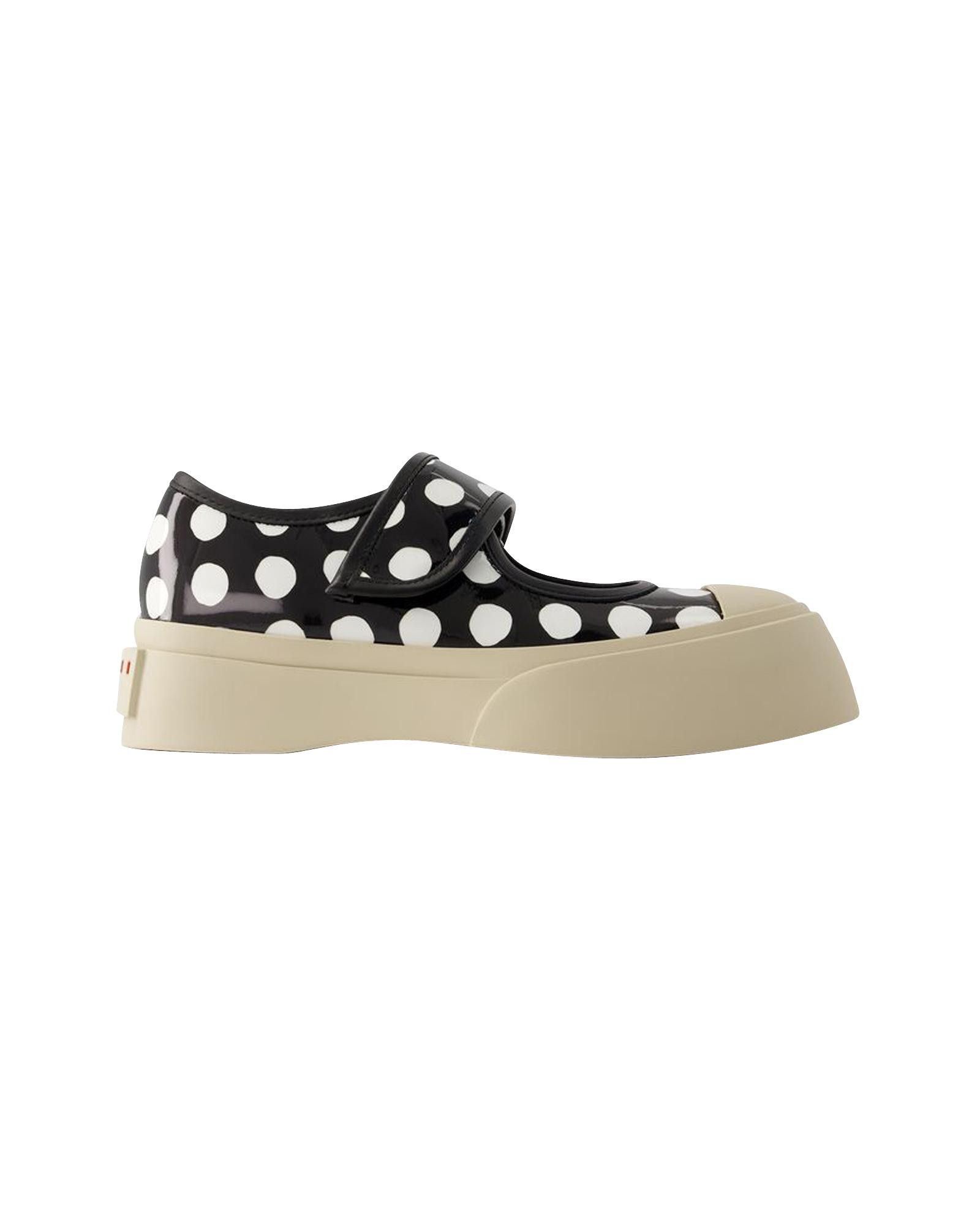 image of Marni Pointed Toe Leather Mary Jane Sneakers With Side Closure in Black, Women's (Size 9)