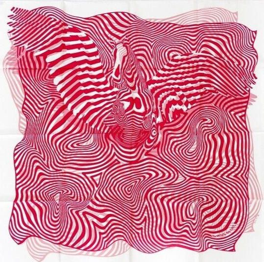 Hermes Hermès Red "Onde de Chic" Dimitri Rybaltchenko Plisse Scarf Size ONE SIZE - 9 Thumbnail