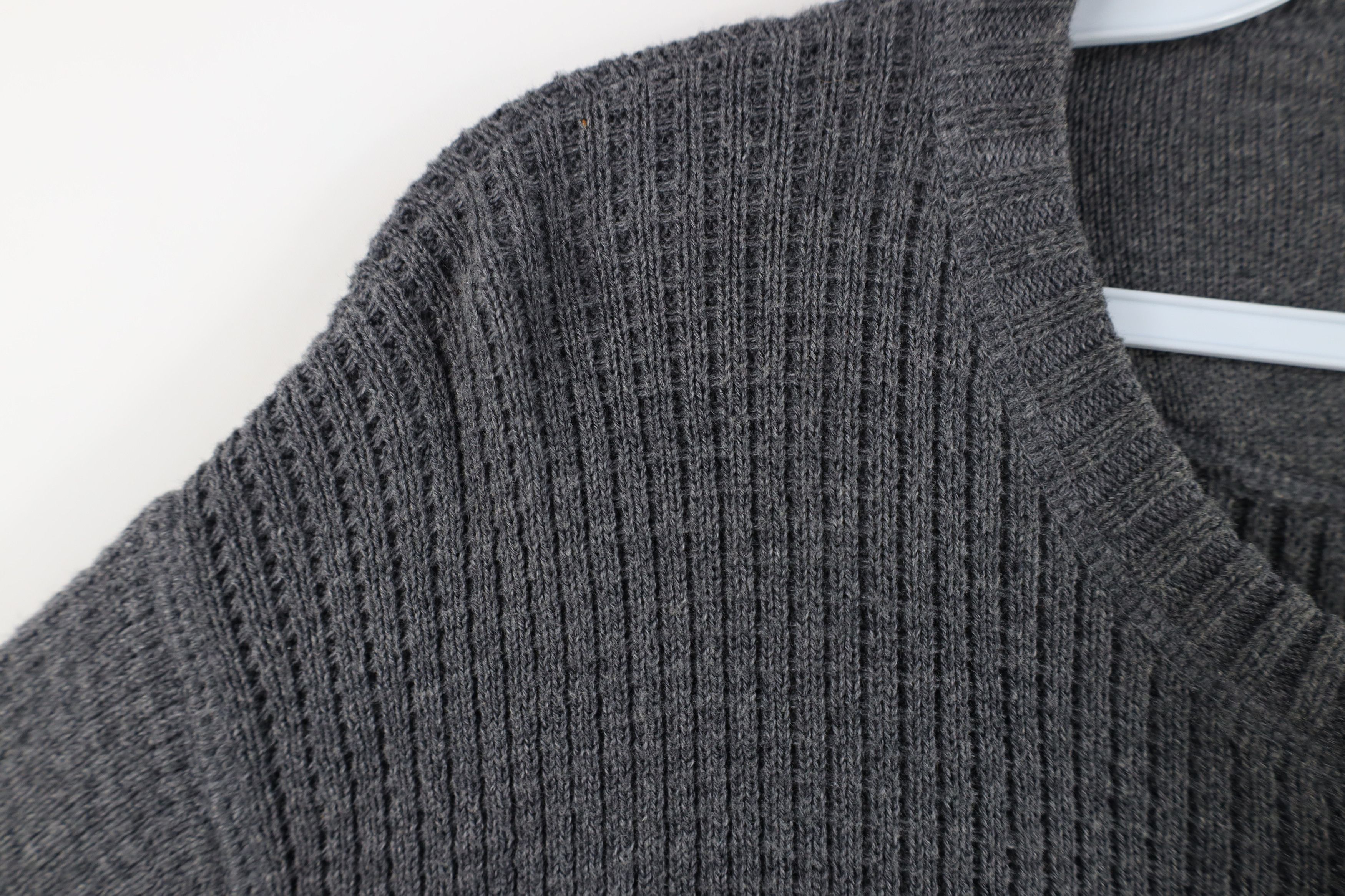 Vintage Vintage 90s Streetwear Waffle Knit Henley Sweater Gray Size US L / EU 52-54 / 3 - 7 Thumbnail