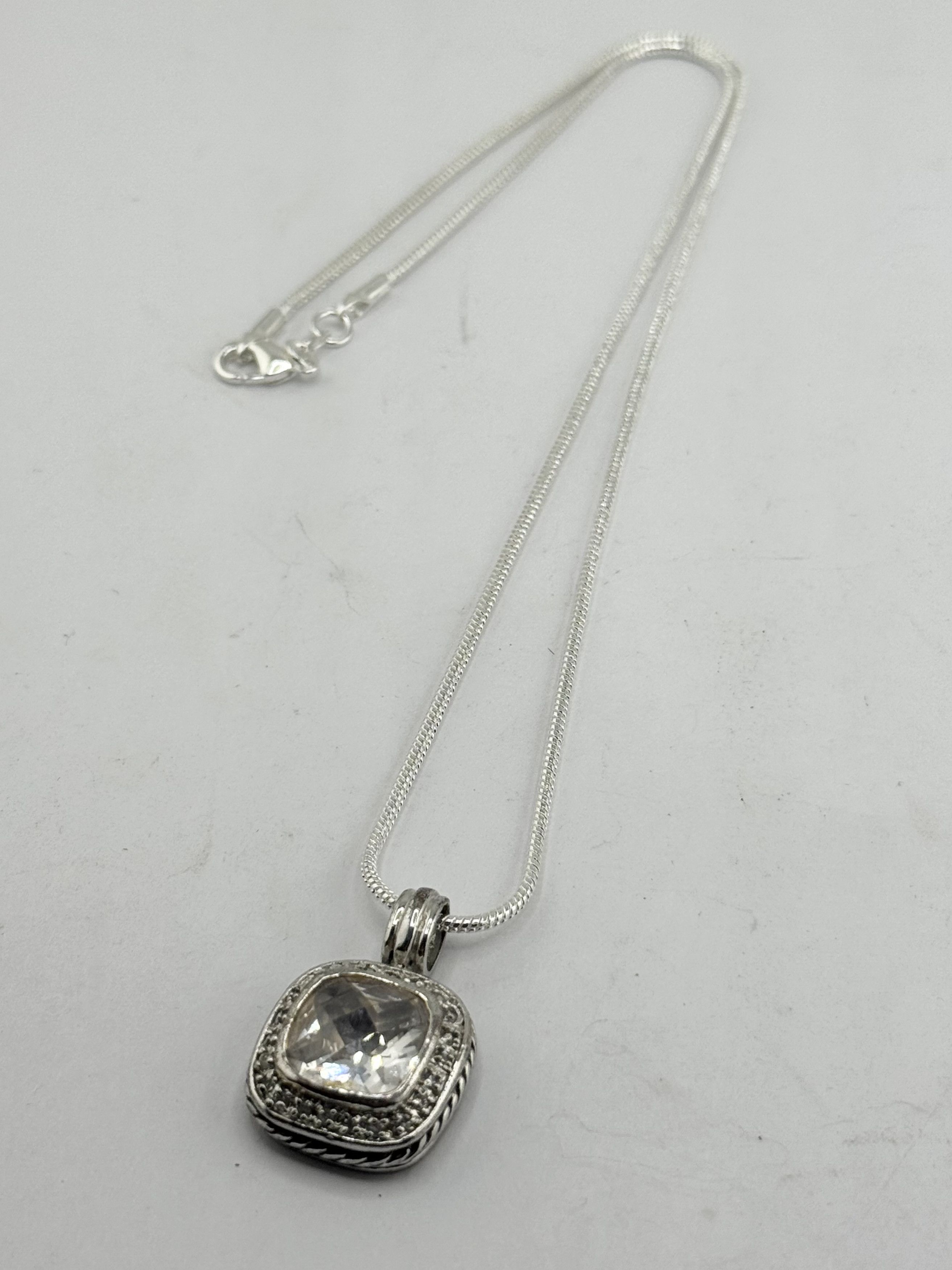 Vintage Vintage sterling silver CZ Stone charm necklace Size ONE SIZE - 6 Thumbnail