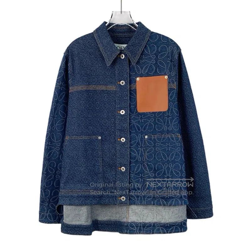 Loewe Loewe Dark Blue Logo Printed Cotton Collar Single Breasted Size XS / US 0-2 / IT 36-38 - 1 Thumbnail