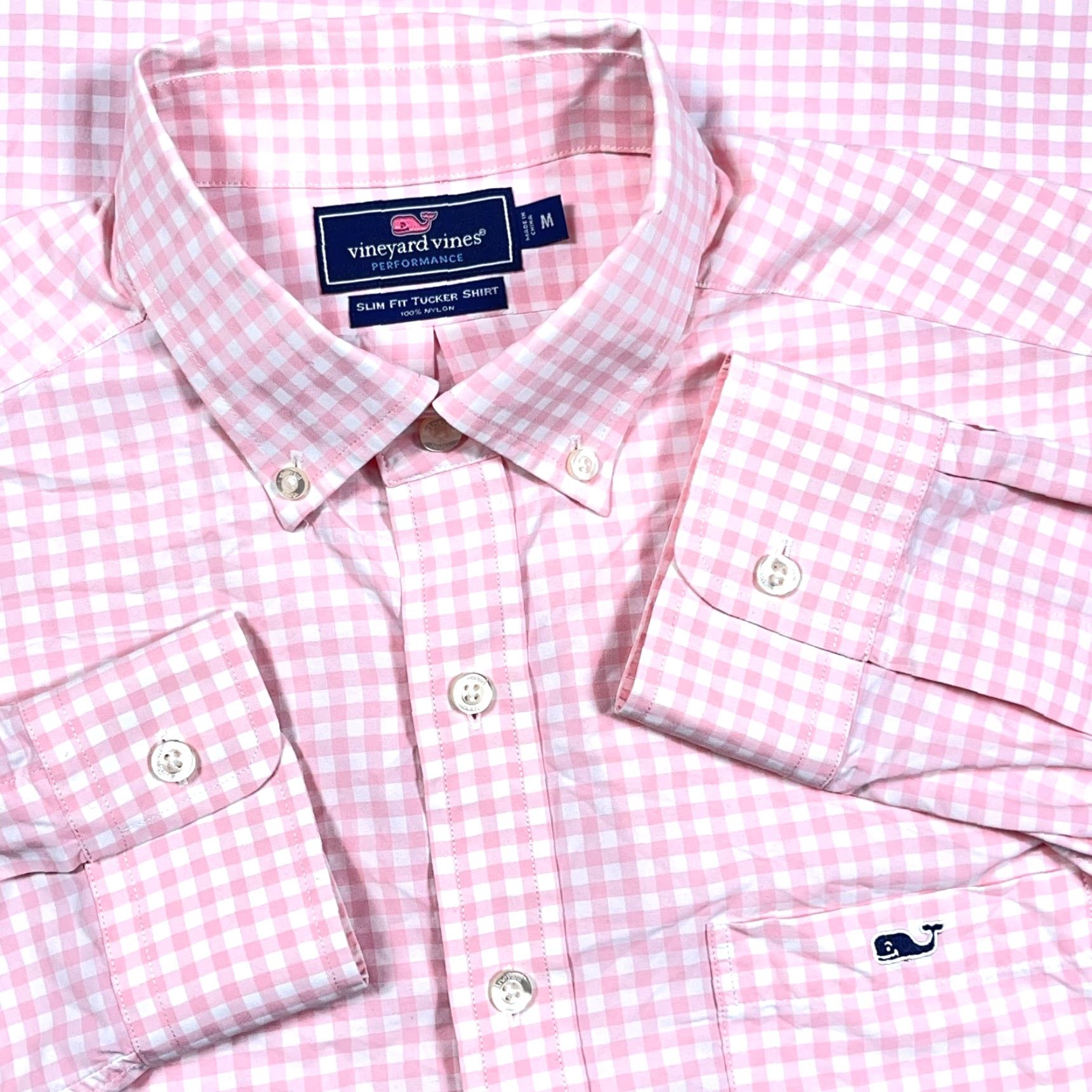 Vineyard Vines VINEYARD VINES Shirt Men Medium Pink Slim Fit Nylon Button Up Performance Check Size US M / EU 48-50 / 2 - 2 Thumbnail