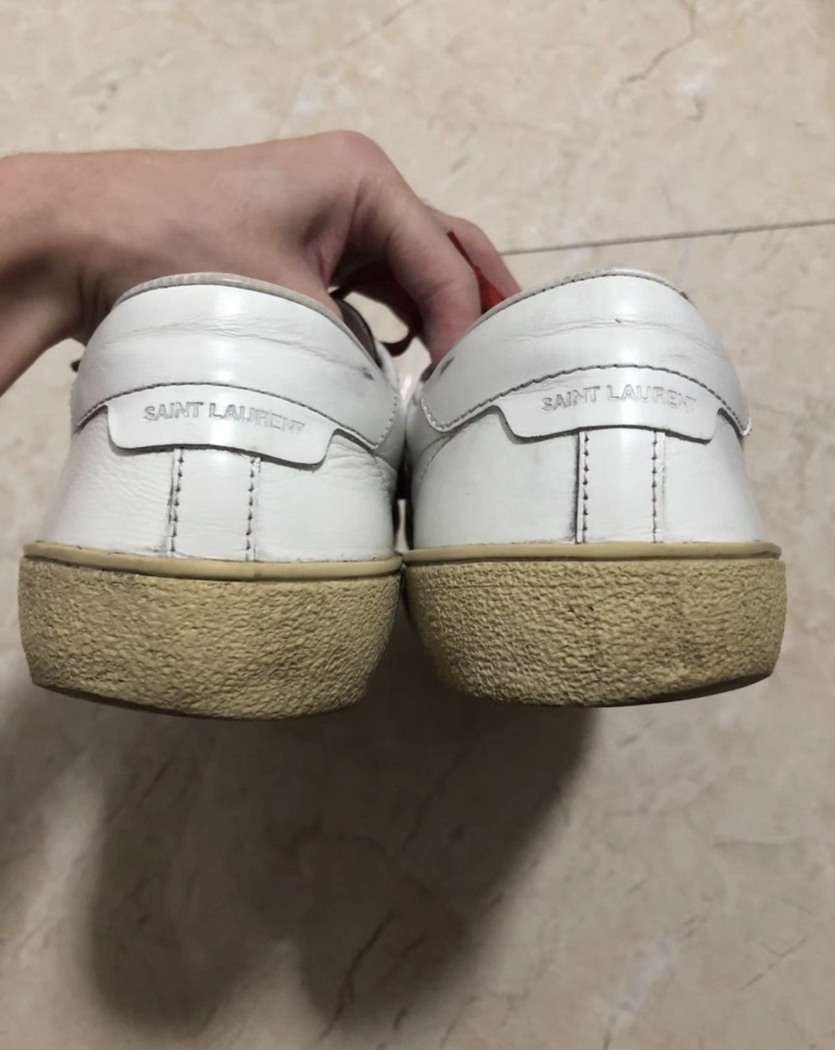 Saint Laurent Paris SLP 16SS Runway Distressed Studded Low-Top Leather Sneakers Size US 8.5 / EU 41-42 - 5 Thumbnail