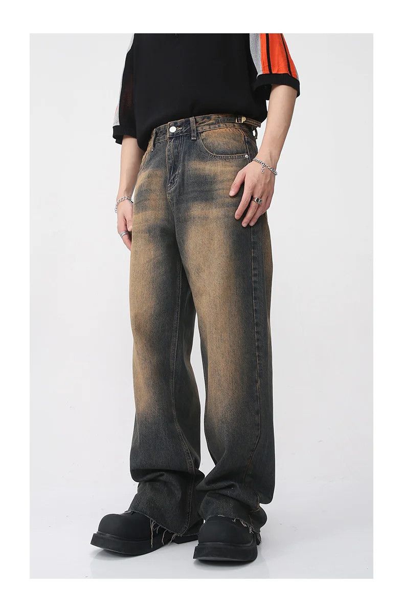 Gradient Color Straight Denim Pants