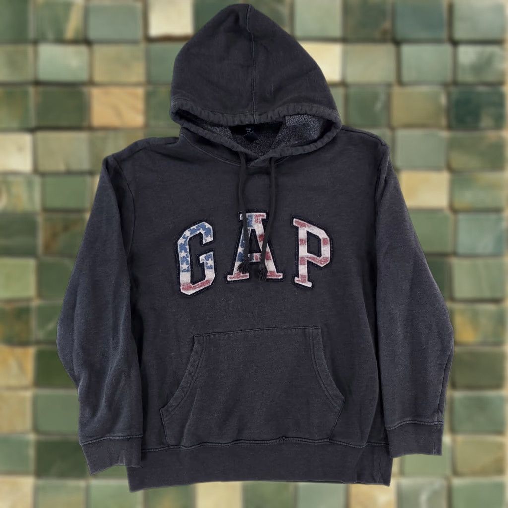 Gap GAP Hoodie Sweatshirt Spellout Gray Kangaroo Pouch Drawstring Mens M Size US M / EU 48-50 / 2 - 1 Thumbnail