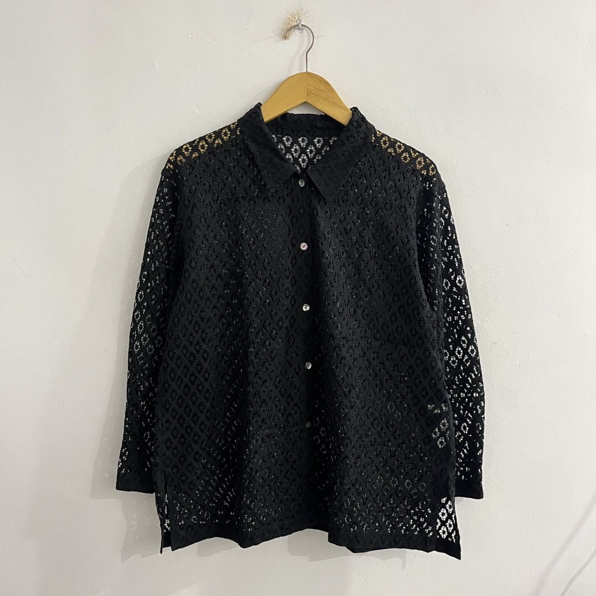 Japanese Brand Rope Mesh Crochet Button Up Size US M / EU 48-50 / 2 - 1 Thumbnail