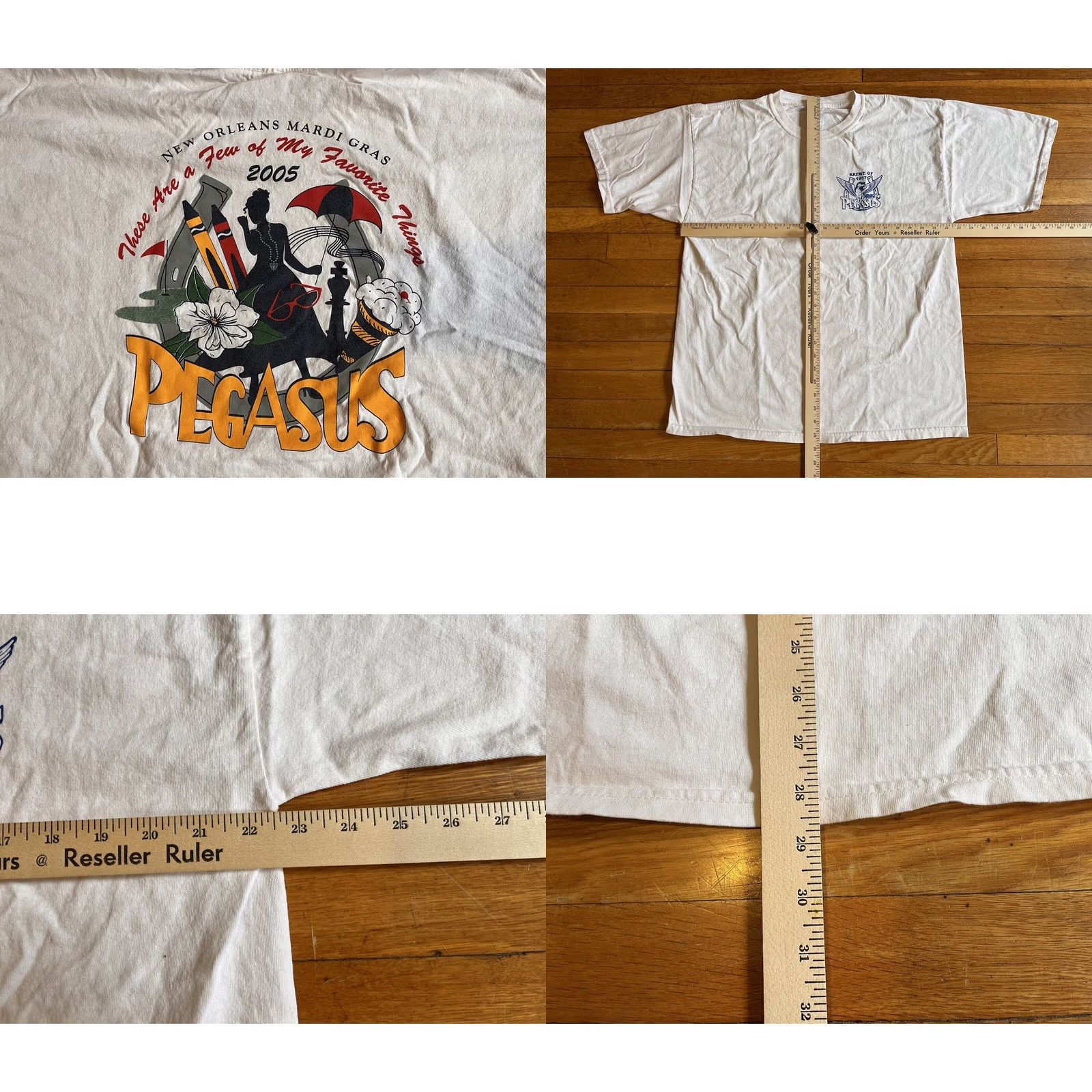 Gildan VINTAGE Krewe Of Pegasus New Orleans Mardi Gras 2005 Shirt Men’s Large White Size US L / EU 52-54 / 3 - 8 Thumbnail
