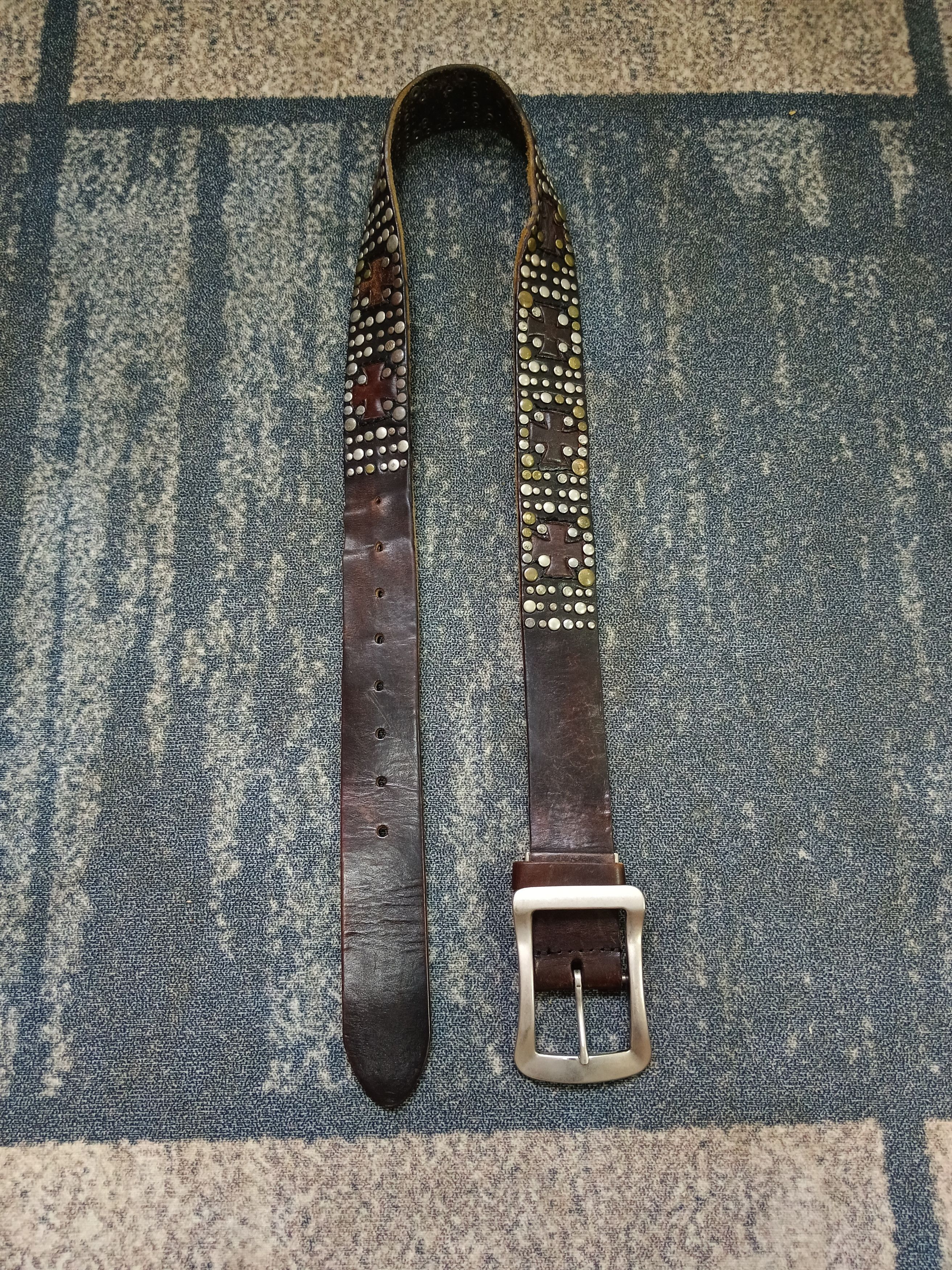Leather UNBRANDED PATINA LEATHER BELT STUDDED(SIZE 30-37 INCH) Size ONE SIZE - 2 Thumbnail
