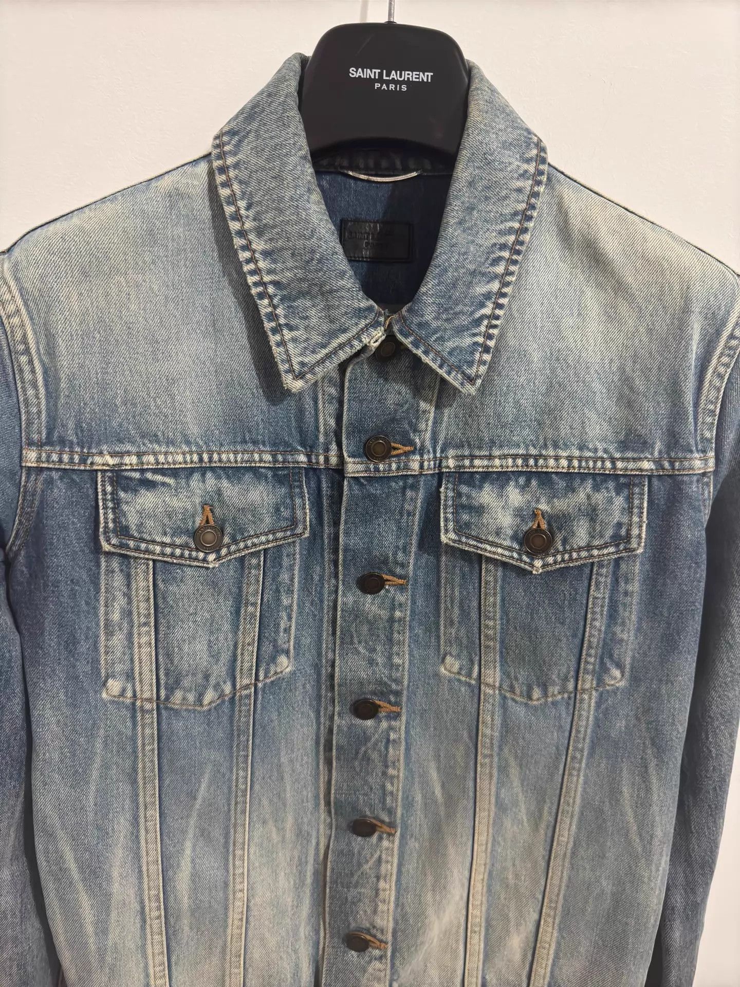 Saint Laurent Paris SLP 17ss Light Blue Sludge Medallion Denim Jacket S Size US S / EU 44-46 / 1 - 3 Thumbnail