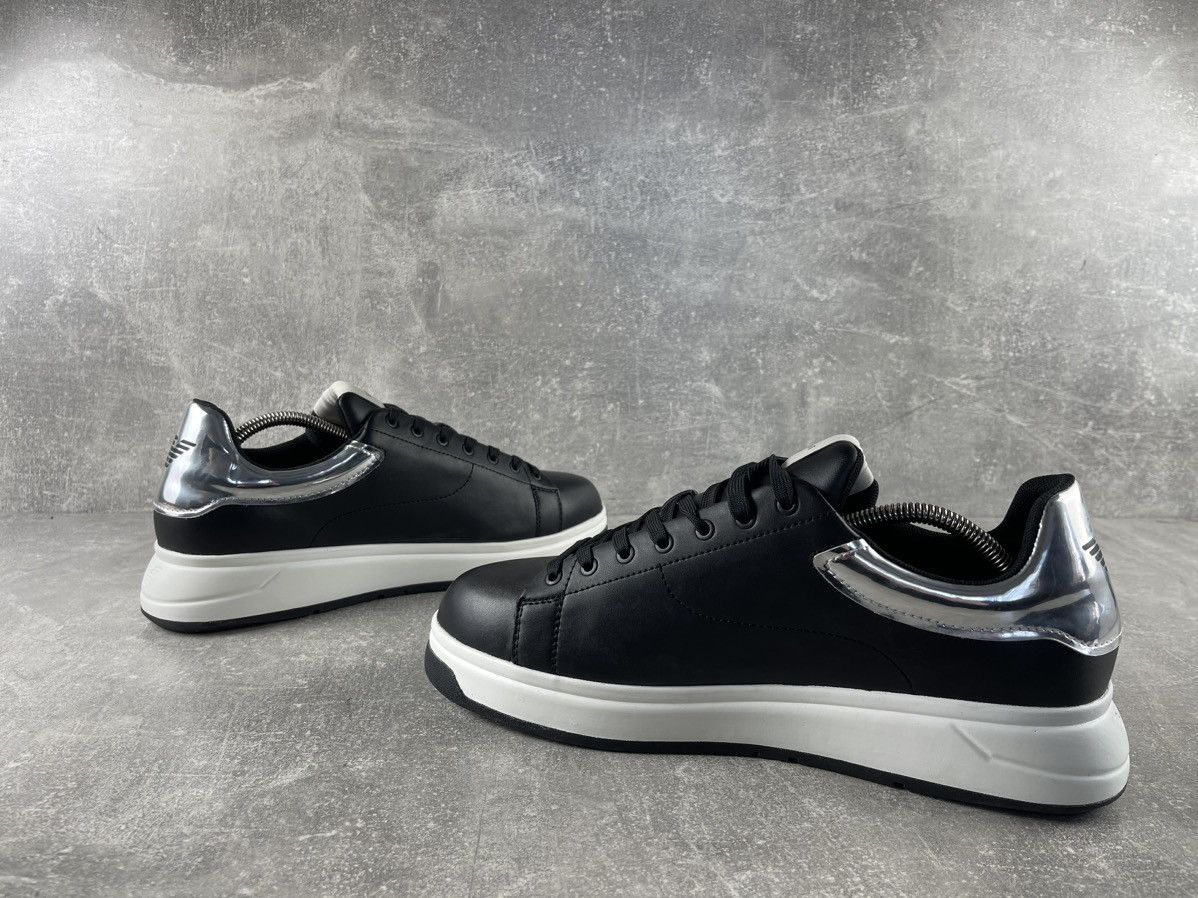 Emporio Armani Emporio Armani NWB Leather Sneakers Black Silver 2019-20 Size US 11 / EU 44 - 6 Thumbnail