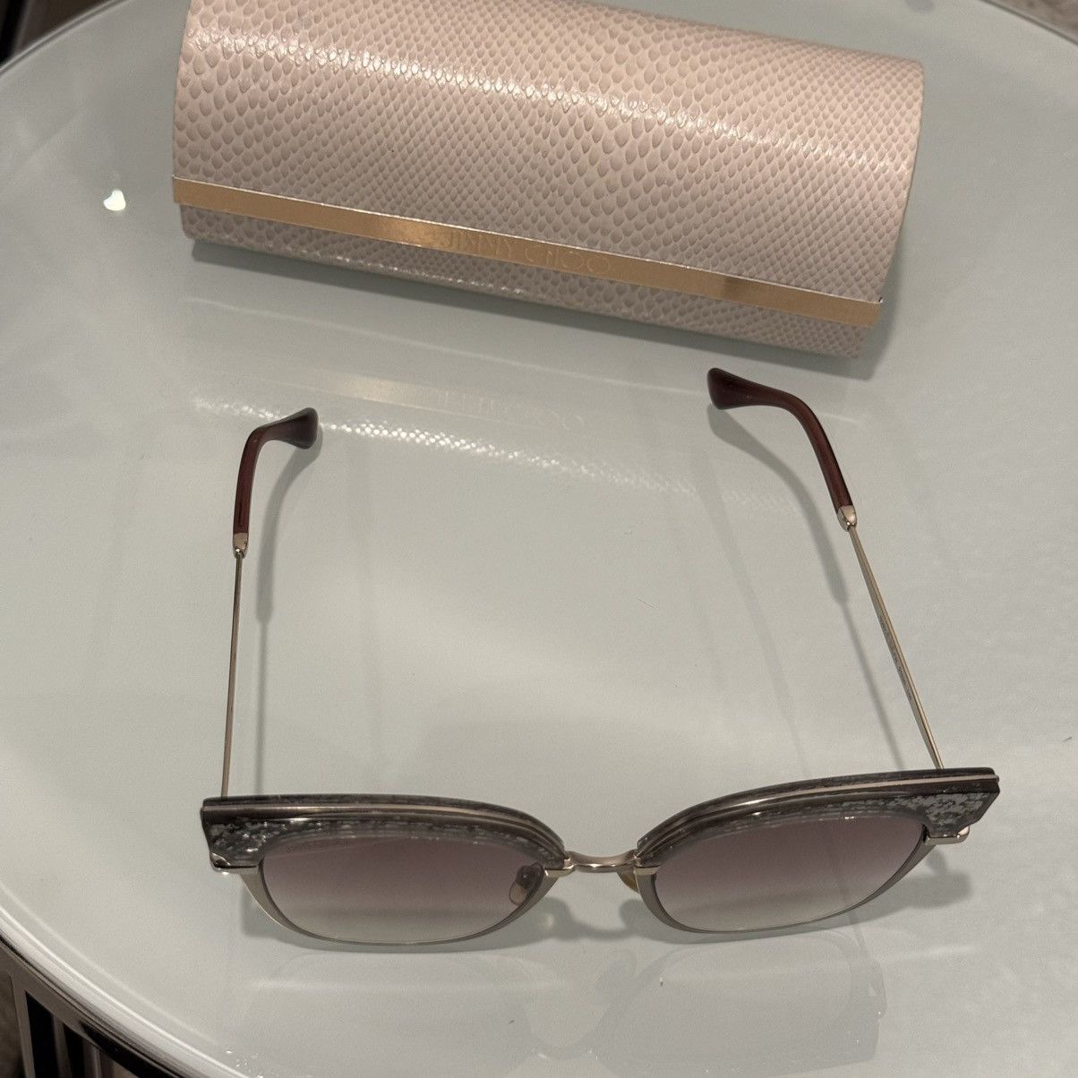 Jimmy Choo JIMMY CHOO ROSY Gunmetal / Pink Glitter Butterfly Sunglasses Size ONE SIZE - 12 Thumbnail