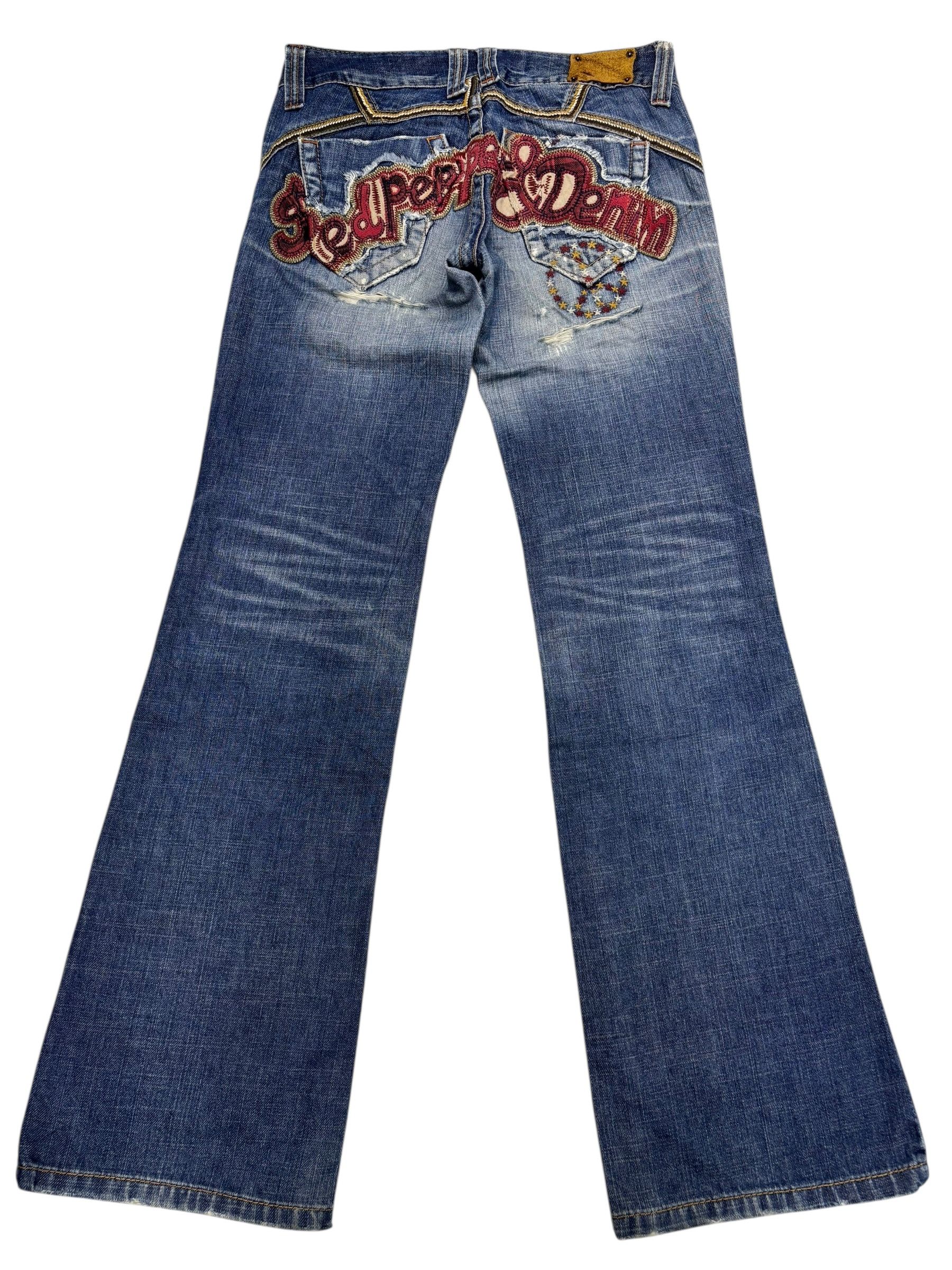 If Six Was Nine 🔥RED PEPPER FLARE JEANS DISTRESS PUNK DENIM JEANS Size US 30 / EU 46 - 8 Thumbnail