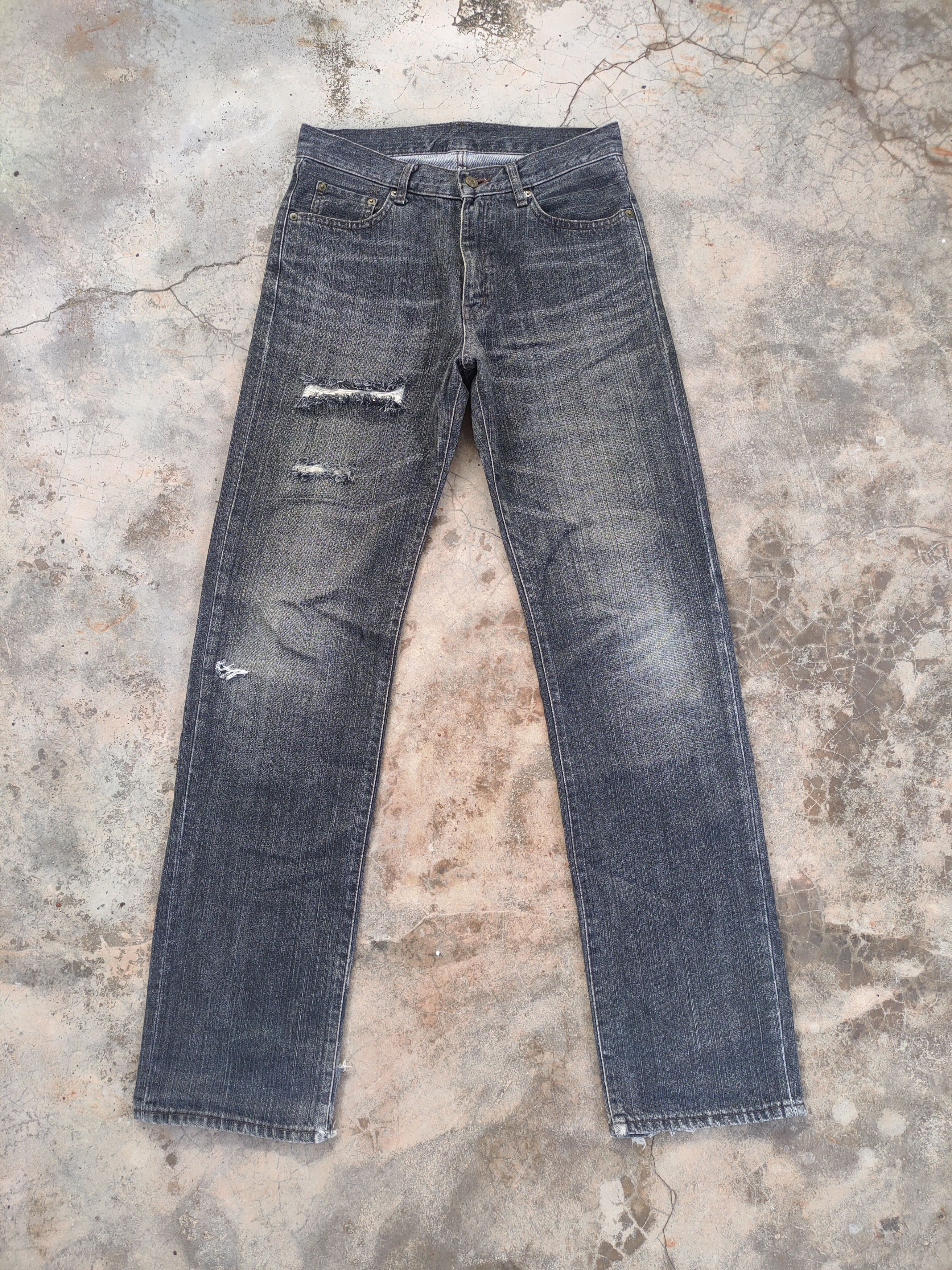 image of Japanese Vintage Black Faded Distressed Jean Denim Pants in Faded Black, Men's (Size 30)
