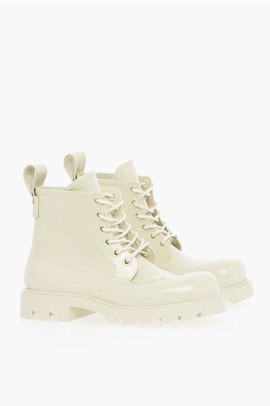 image of Bottega Veneta Shiny Rubber Ankle Boots In White, Women's (Size 4)