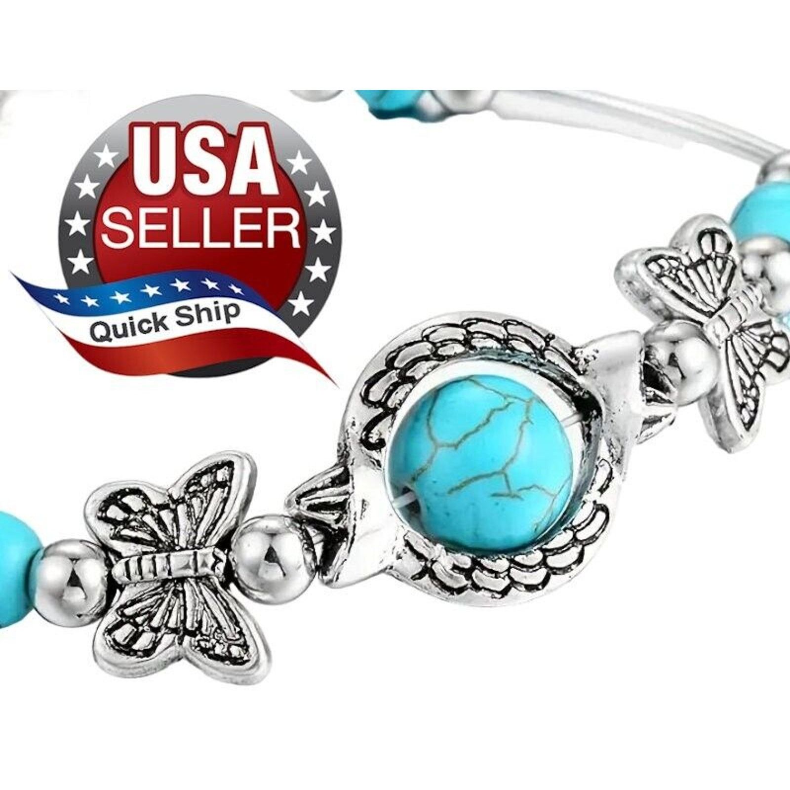 Other Native American Style Faux Turquoise Butterfly Bracelet Size ONE SIZE - 1 Thumbnail