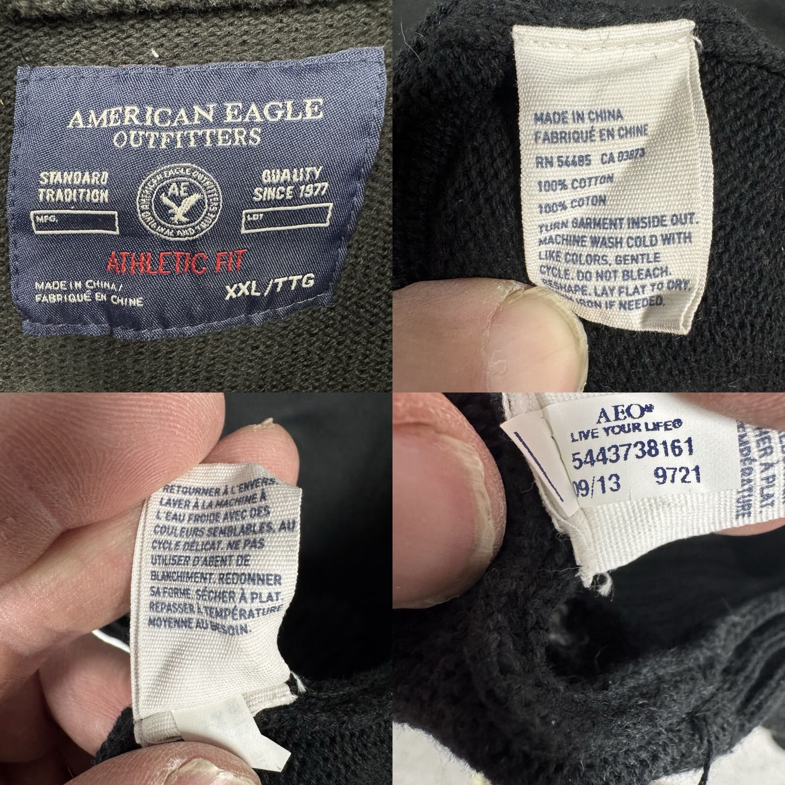 American Eagle Outfitters American Eagle Outfitters Sweater Men 2XL Black 100% Cotton Knit Pullover Long Sleeve Mock Neck Grandpacore Cozy Dark Academia Mens Size US XXL / EU 58 / 5 - 9 Thumbnail