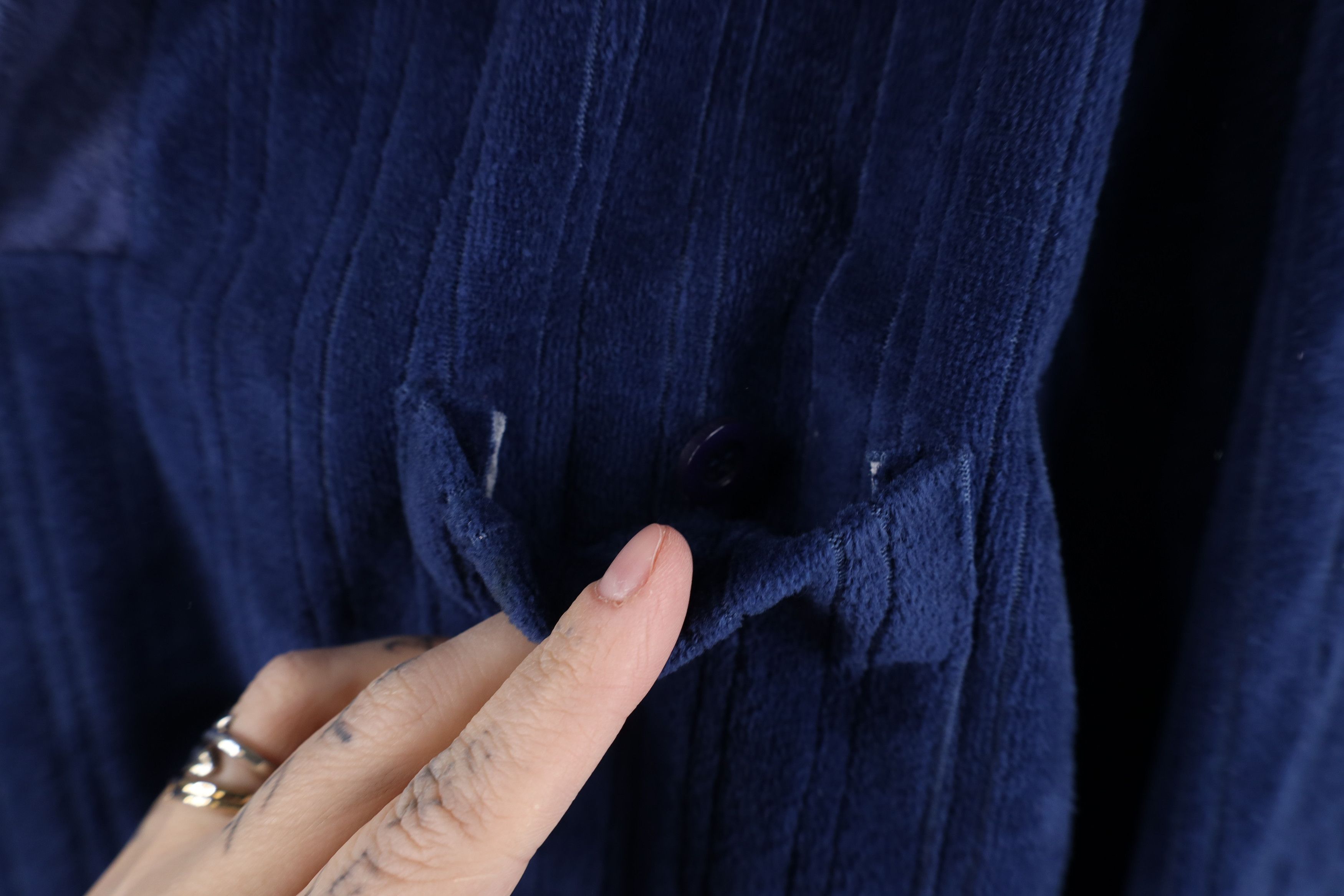 Vintage Vintage 70s Streetwear Ribbed Velour Commando Polo Blue Size US L / EU 52-54 / 3 - 8 Thumbnail