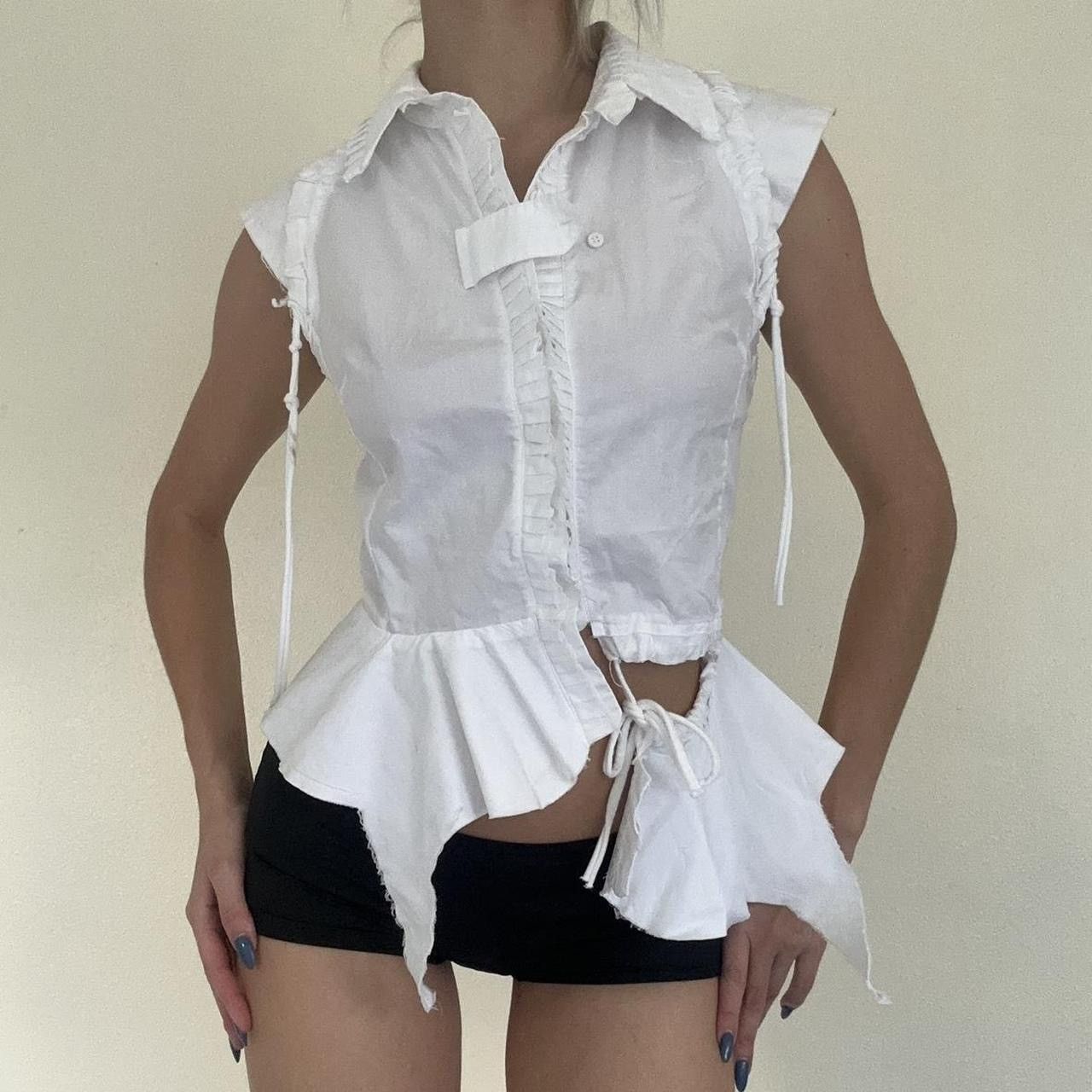 Ottolinger white asymmetrical ruffled shirt- sold out online -rare Size S / US 4 / IT 40 - 2 Thumbnail