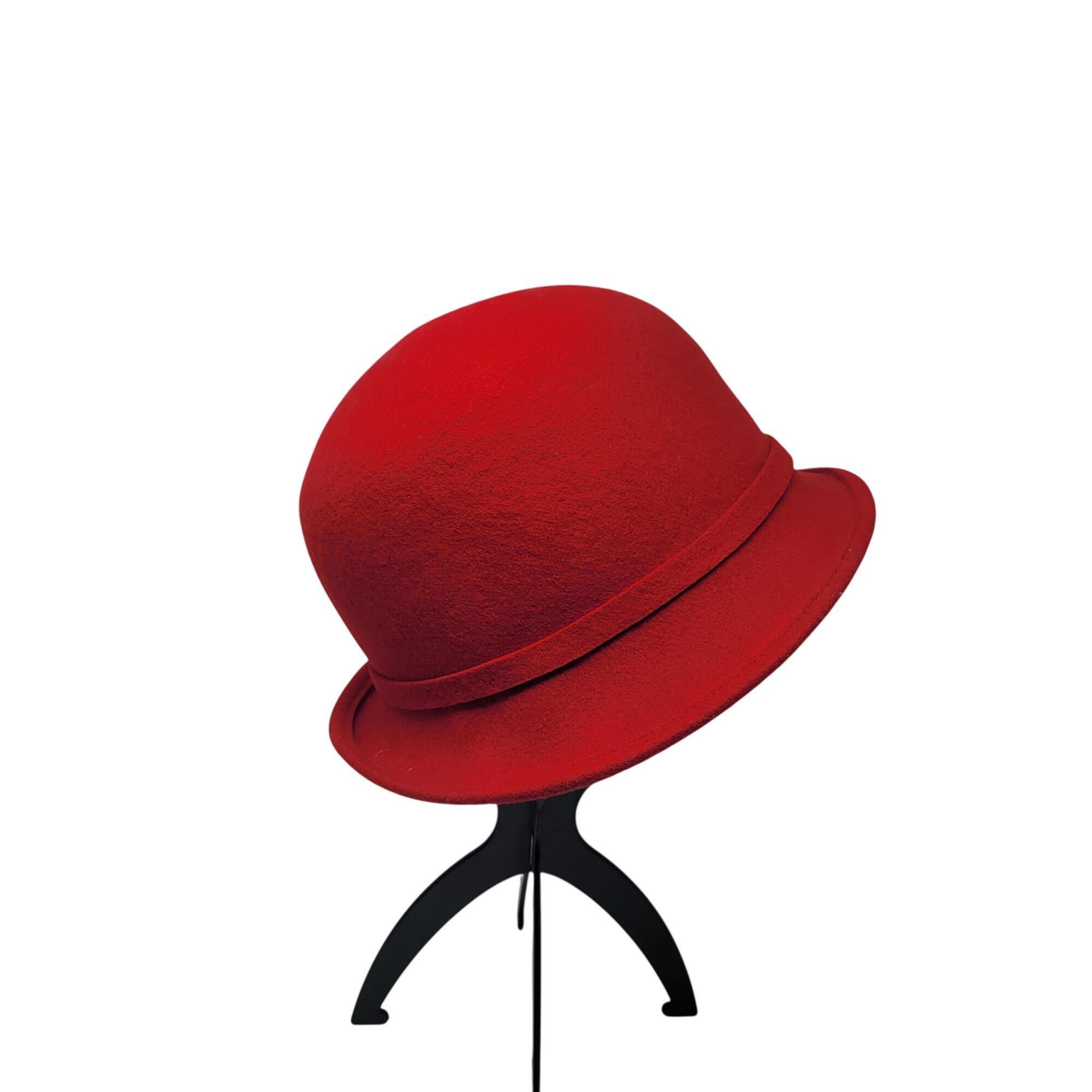 Other Galliano Sorbatti Red Wool Cloche Hat Italy Black Beaded Bow Size ONE SIZE - 6 Thumbnail