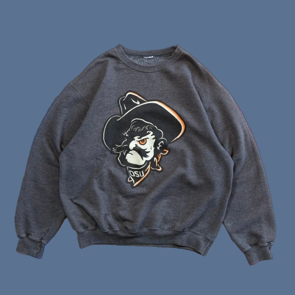 Vintage VINTAGE Oklahoma State University Cowboys Crewneck Sweatshirt XL Men Crew Neck Sweatshirt Gray Solid Y2K Sports College University Cowboys Mens XL Size US XL / EU 56 / 4 - 1 Thumbnail