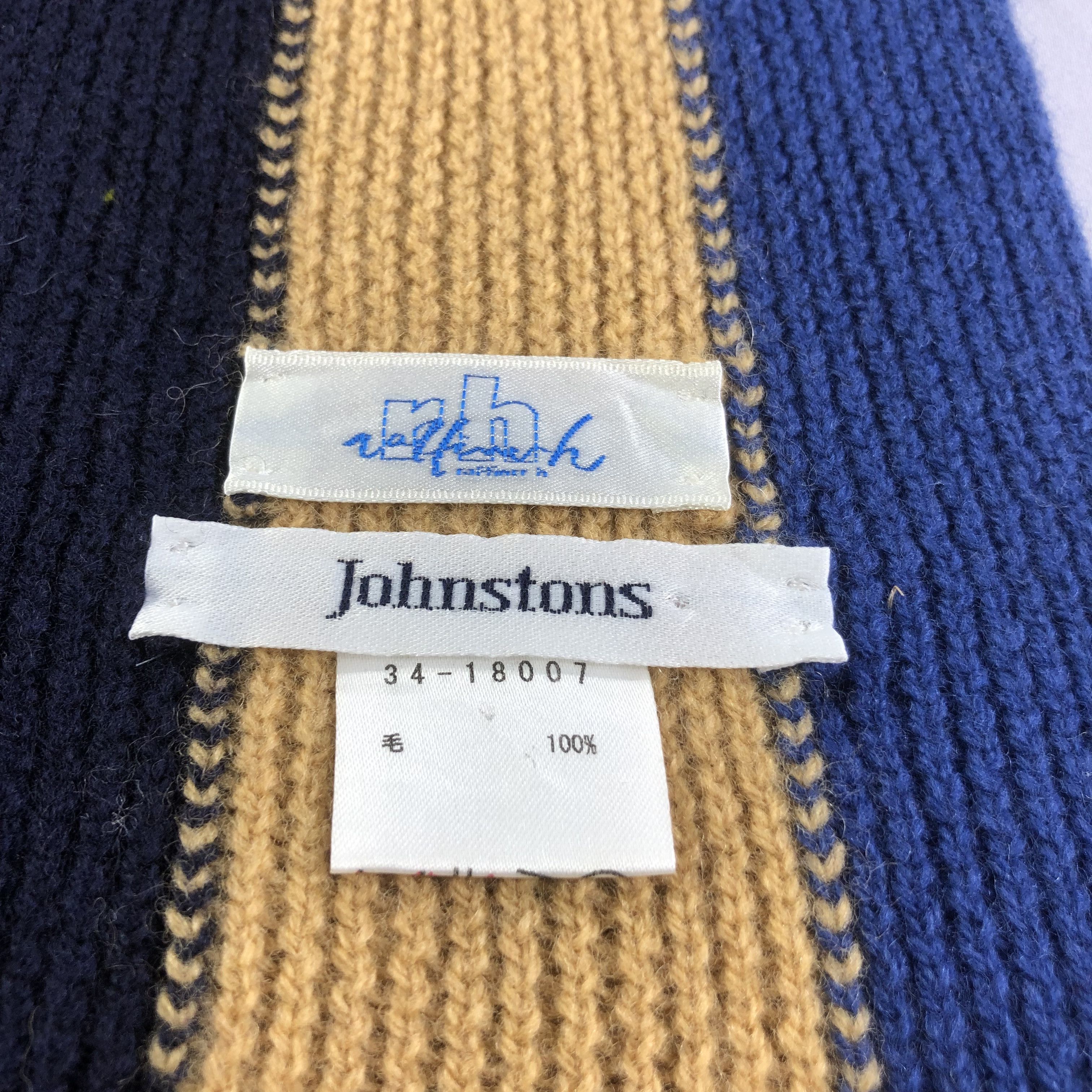 Johnstons Of Elgin Johnstons Stripes Knit Wool Scarf Muffler V1673 Size ONE SIZE - 4 Thumbnail