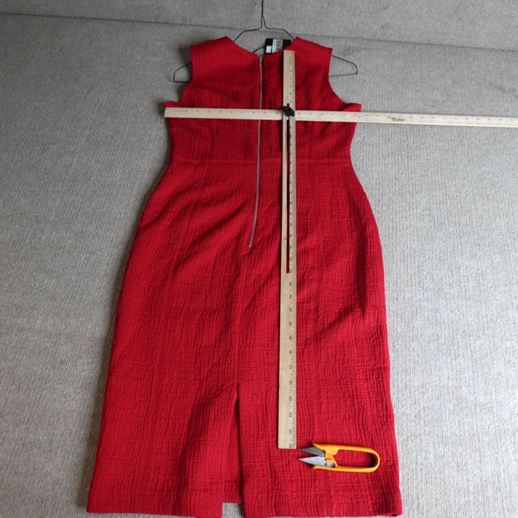 Vintage Forest Lily Dress Womens 12 Red Sleeveless Jacquard Knee Length Sheath Vintage No Size XL / US 12-14 / IT 48-50 - 2 Thumbnail