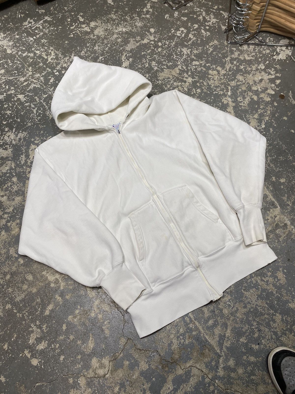 Champion × Vintage Vintage Champion Reverse Weave White Zip Up Hoodie 90s USA Size US L / EU 52-54 / 3 - 9 Thumbnail