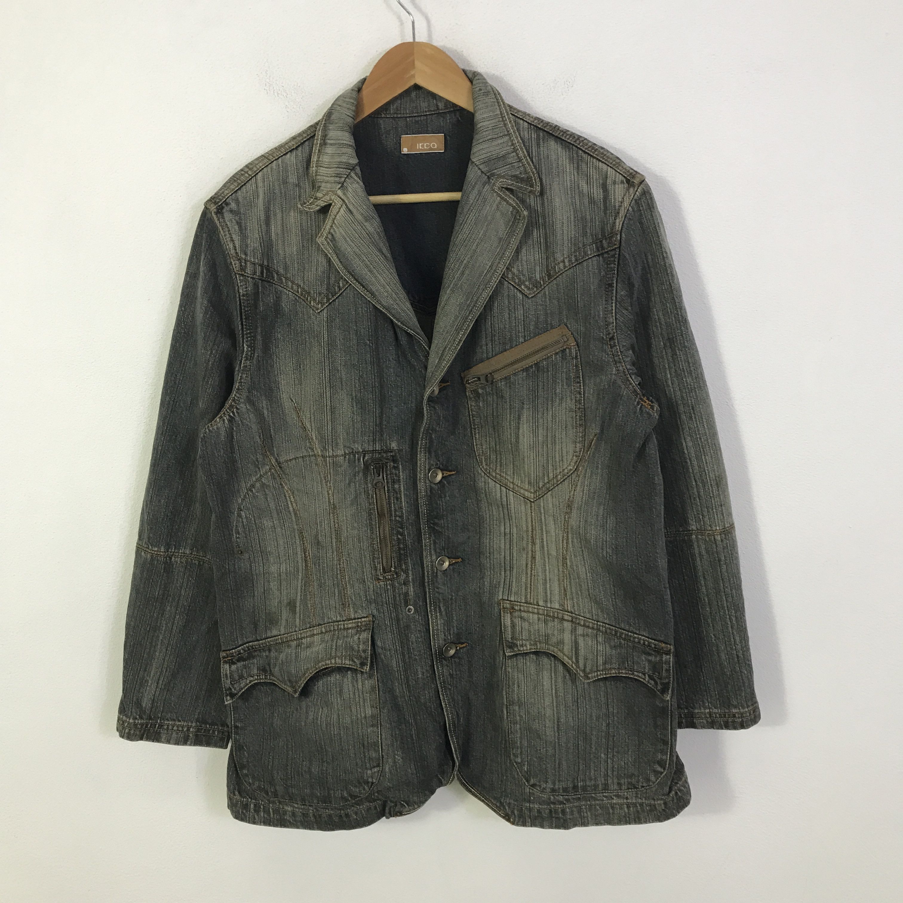 Japanese Brand ikka Japanese style denim Button jacket K128B9 Size US L / EU 52-54 / 3 - 1 Thumbnail