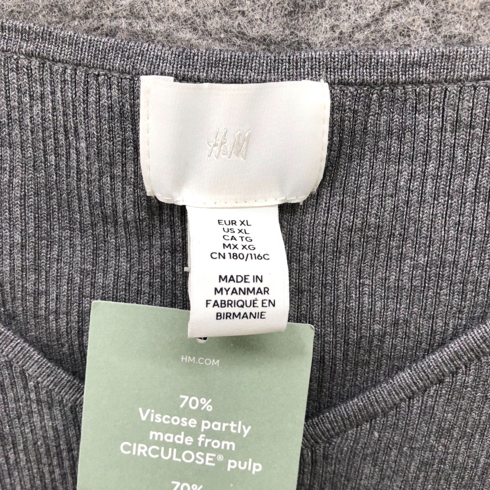 H&M NWT H&M V-Neck Ribbed Sweater Womens XL Gray Slim Fit Stretch Pullover Size XL / US 12-14 / IT 48-50 - 5 Thumbnail
