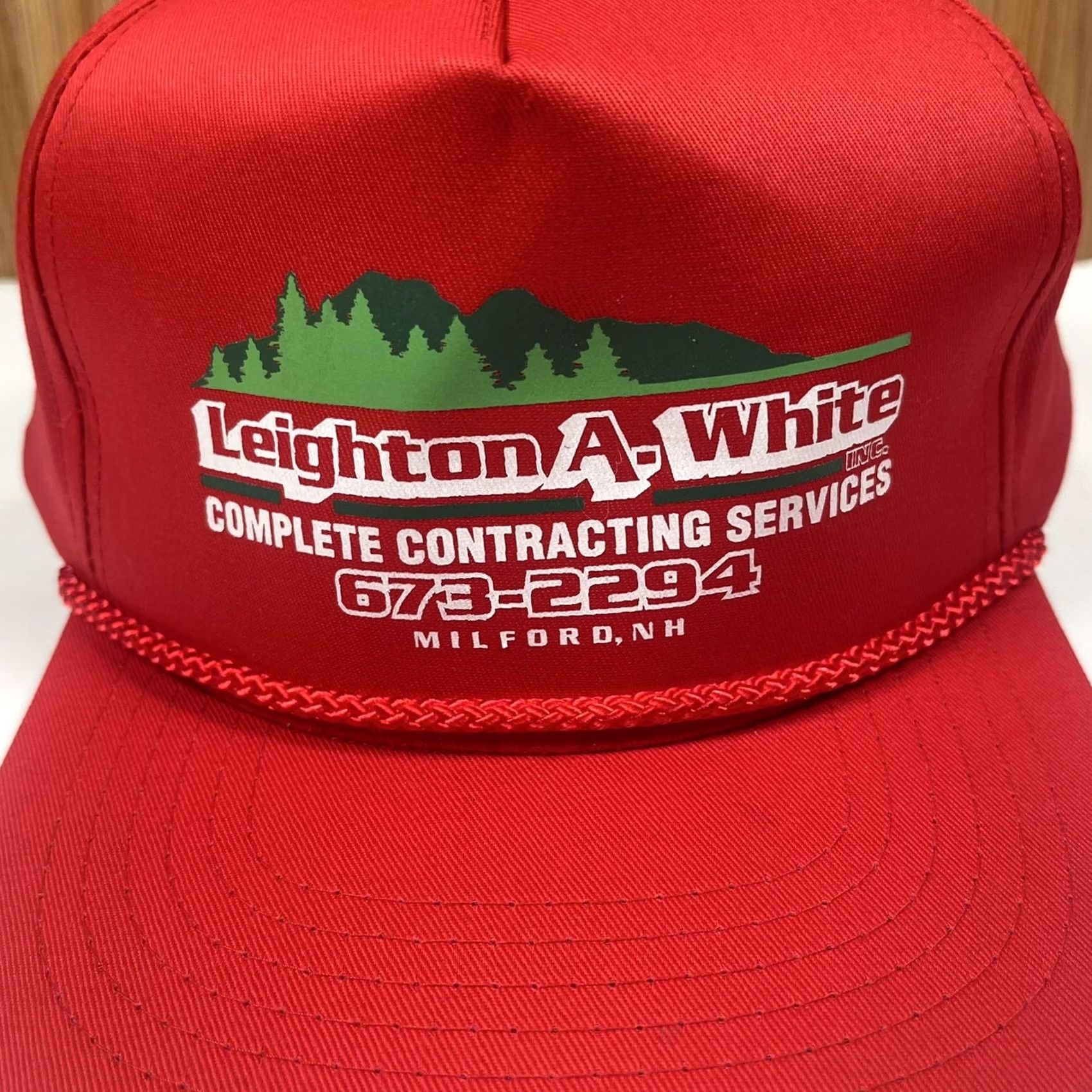 Roper VINTAGE Leighton A White Contracting Services Red Snapback Rope Trucker Hat Cap Men Size ONE SIZE - 3 Thumbnail