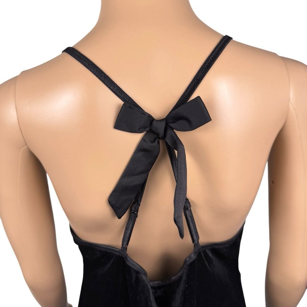 Other Linea Donatella Black Velvet Lace Bow Back Mini Slip Chemis Size L / US 10 / IT 46 - 4 Thumbnail