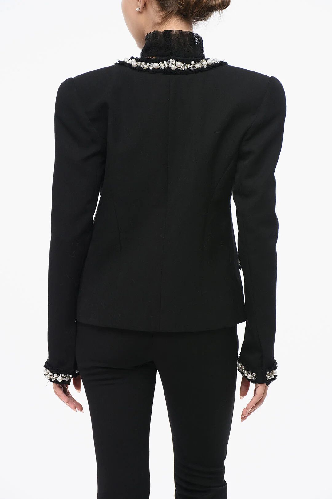Balmain og1mm0326 Collarless Blazer in Black Size M / US 6-8 / IT 42-44 - 2 Thumbnail