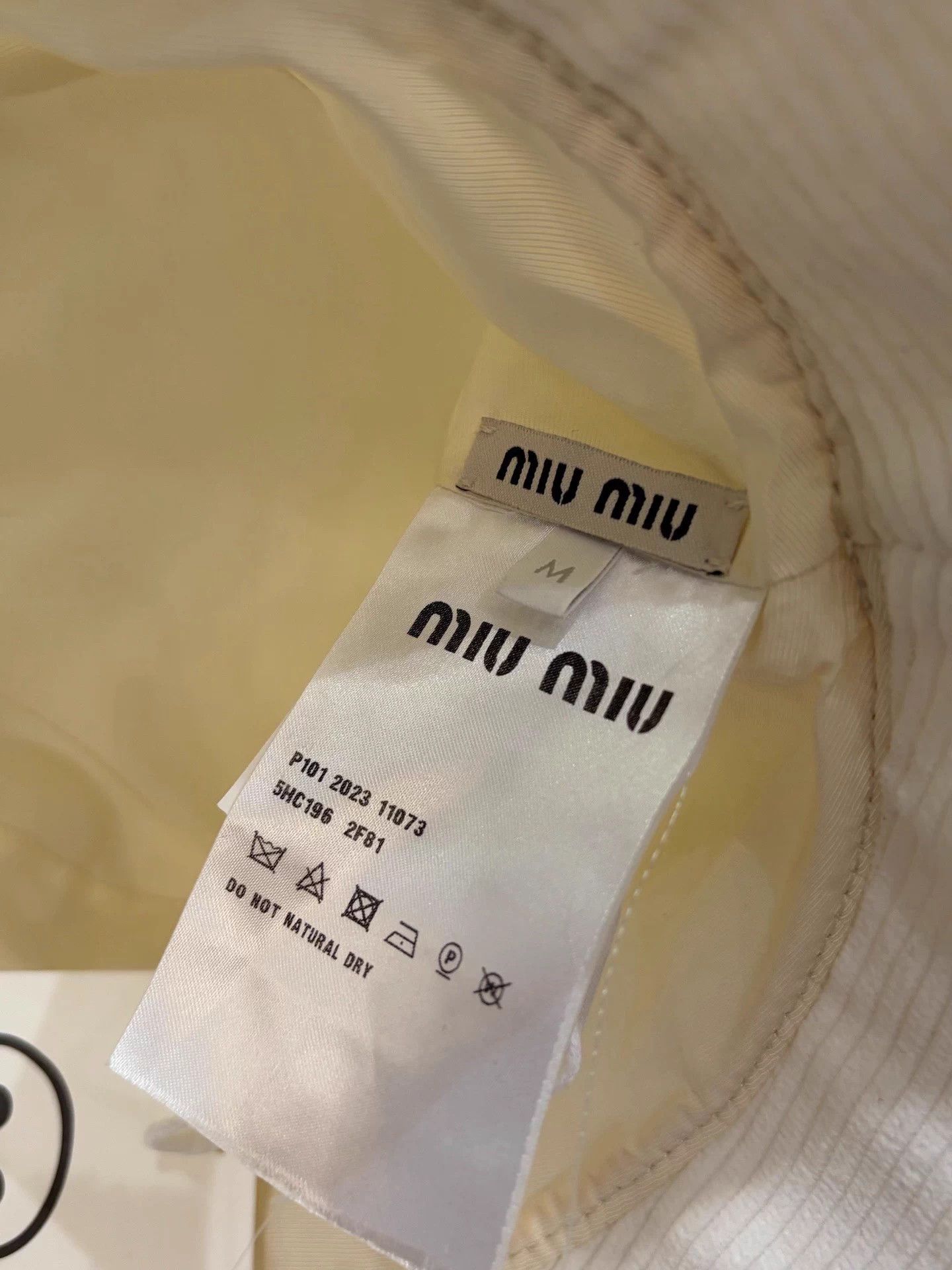 Miu Miu MIU MIU 23 White Flocked Logo Fisherman Hat M Size ONE SIZE - 2 Thumbnail