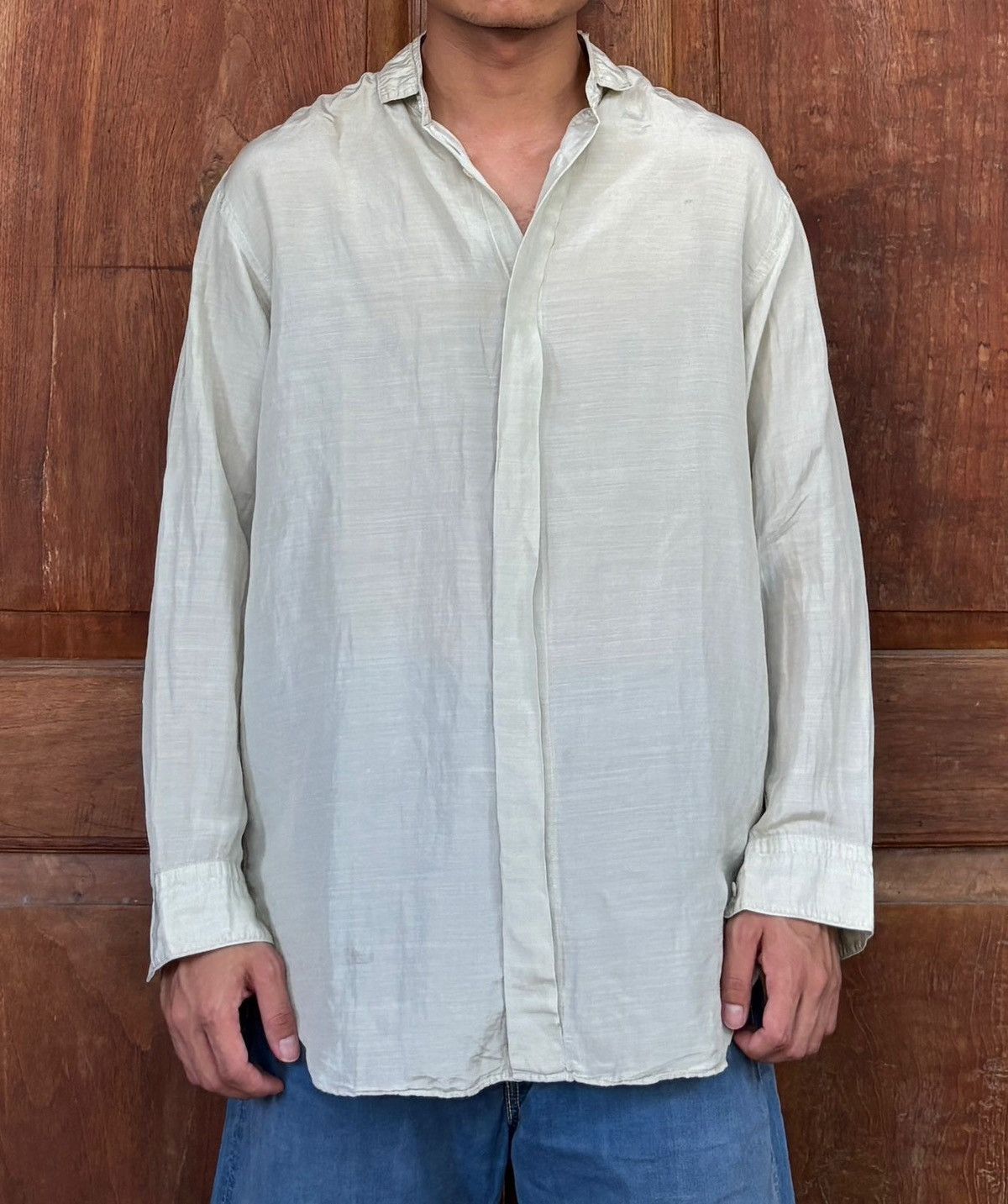 Issey Miyake FREE TAX! 90s Trashed Polyester Shirt - Small Size US M / EU 48-50 / 2 - 1 Thumbnail