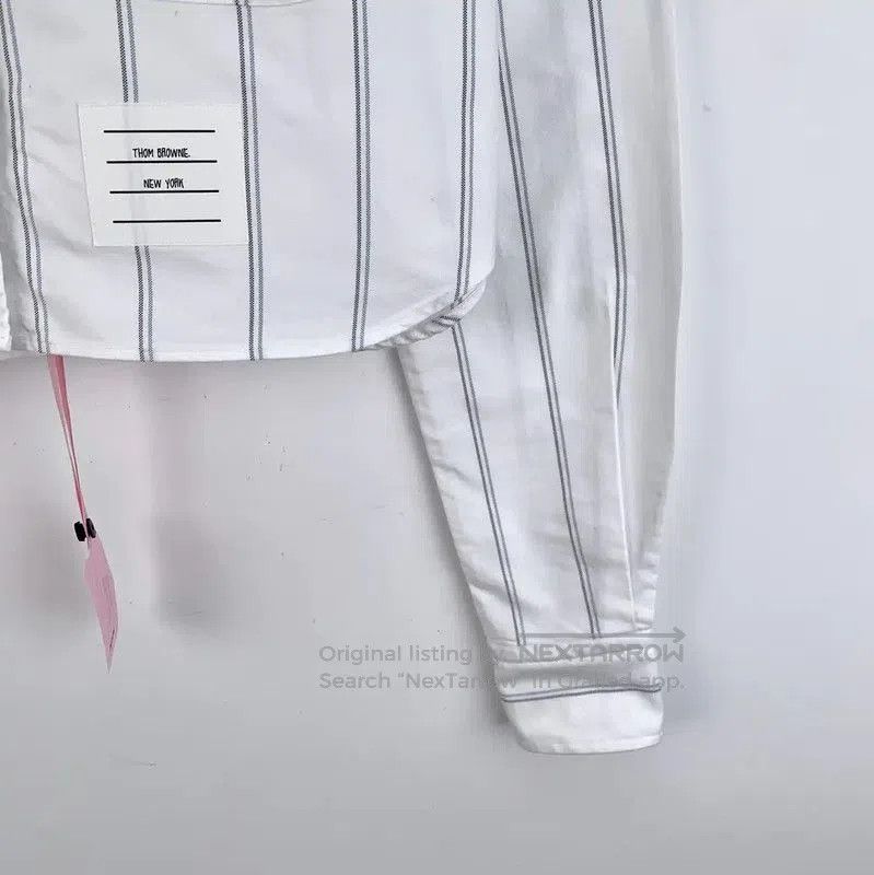 Thom Browne Thom Browne White Striped Cotton Shirt . Size M / US 6-8 / IT 42-44 - 4 Thumbnail