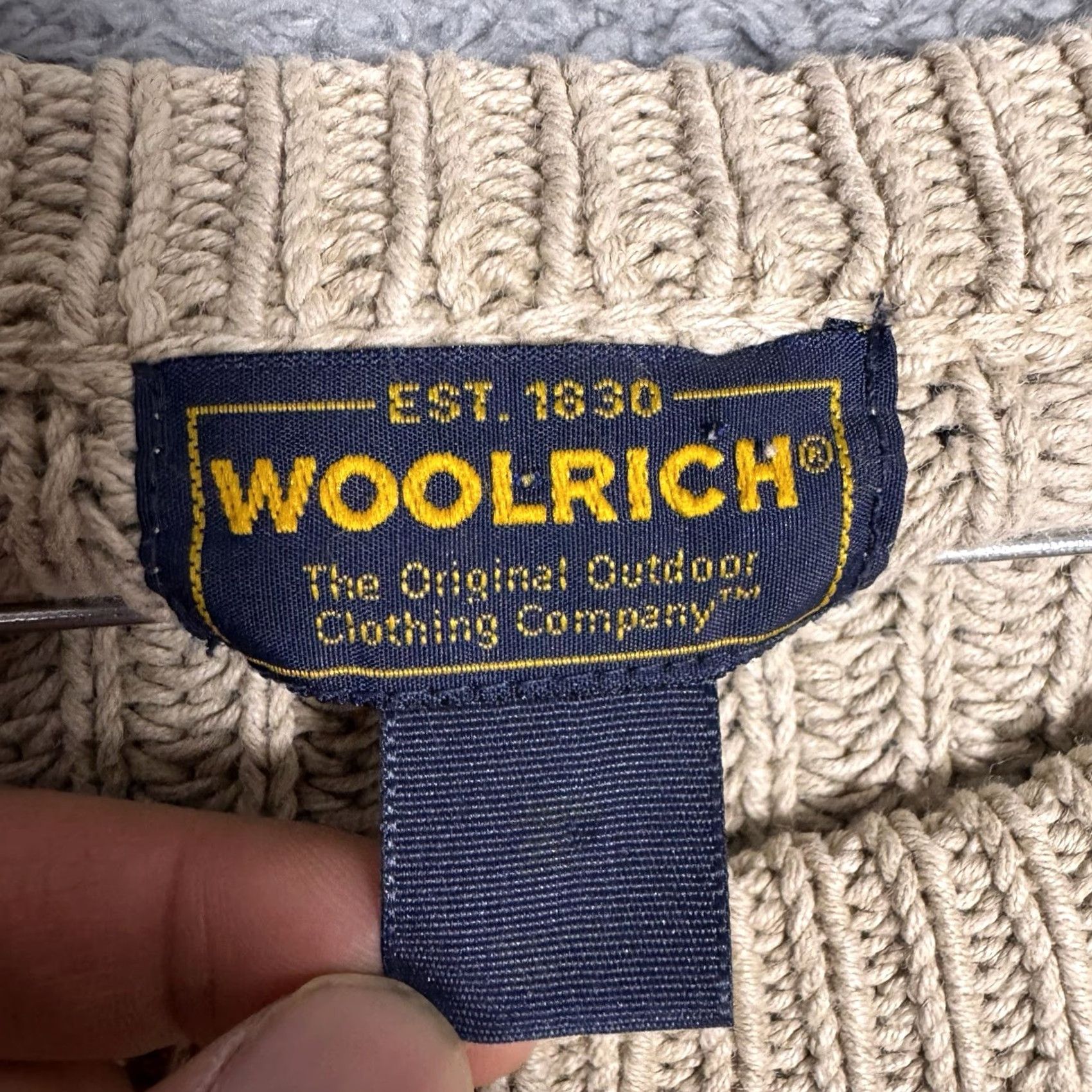 Vintage VINTAGE Woolrich Sweater Mens 2XL Chunky-Knit Beig e Birdseye Knit Ramie British Tan Woolrich Sweat er Mens 2XL XXL? Size US XXL / EU 58 / 5 - 5 Thumbnail