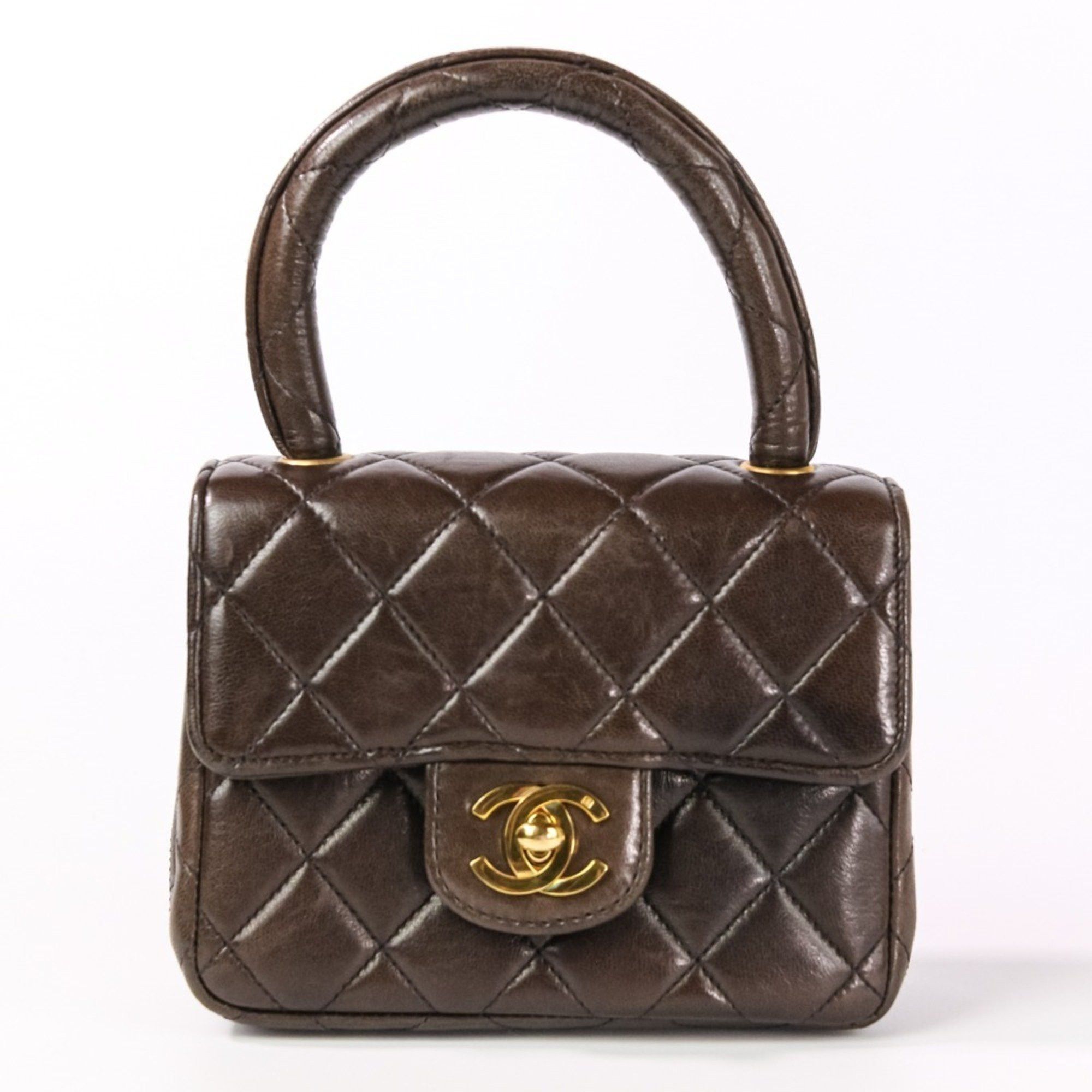 Chanel Mini Matelasse Top Handle Bag, Lambskin, Black, Gold-Colored Hardware, Women's