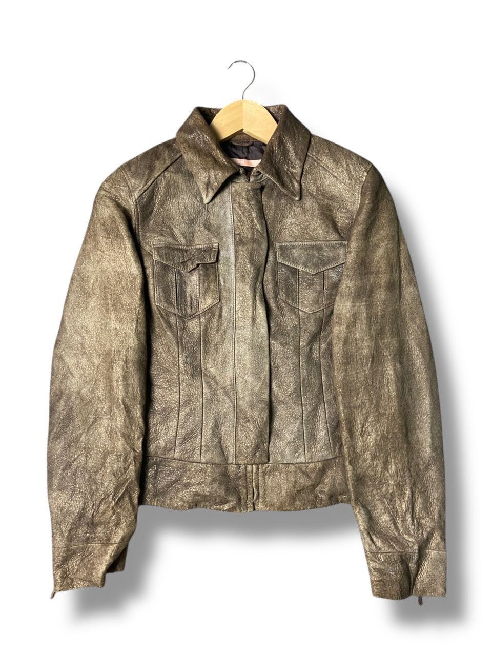 Japanese Brand DeDanae Japanese Brand Crop Leather Jacket (137) Size US XXS / EU 40 - 1 Thumbnail