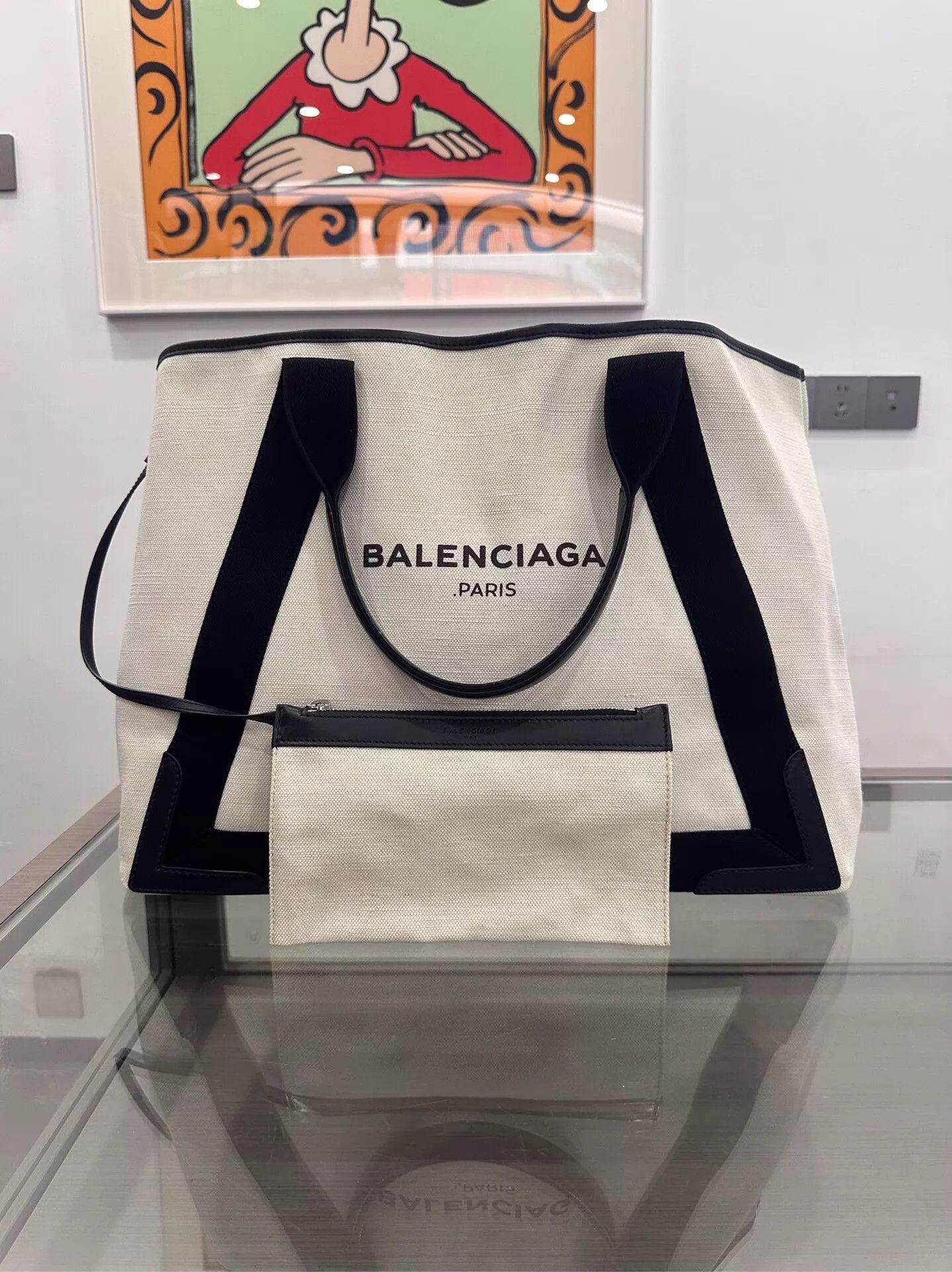 Balenciaga Balenciaga Canvas Leather Tote 41cm 99 Black White Size ONE SIZE - 1 Thumbnail