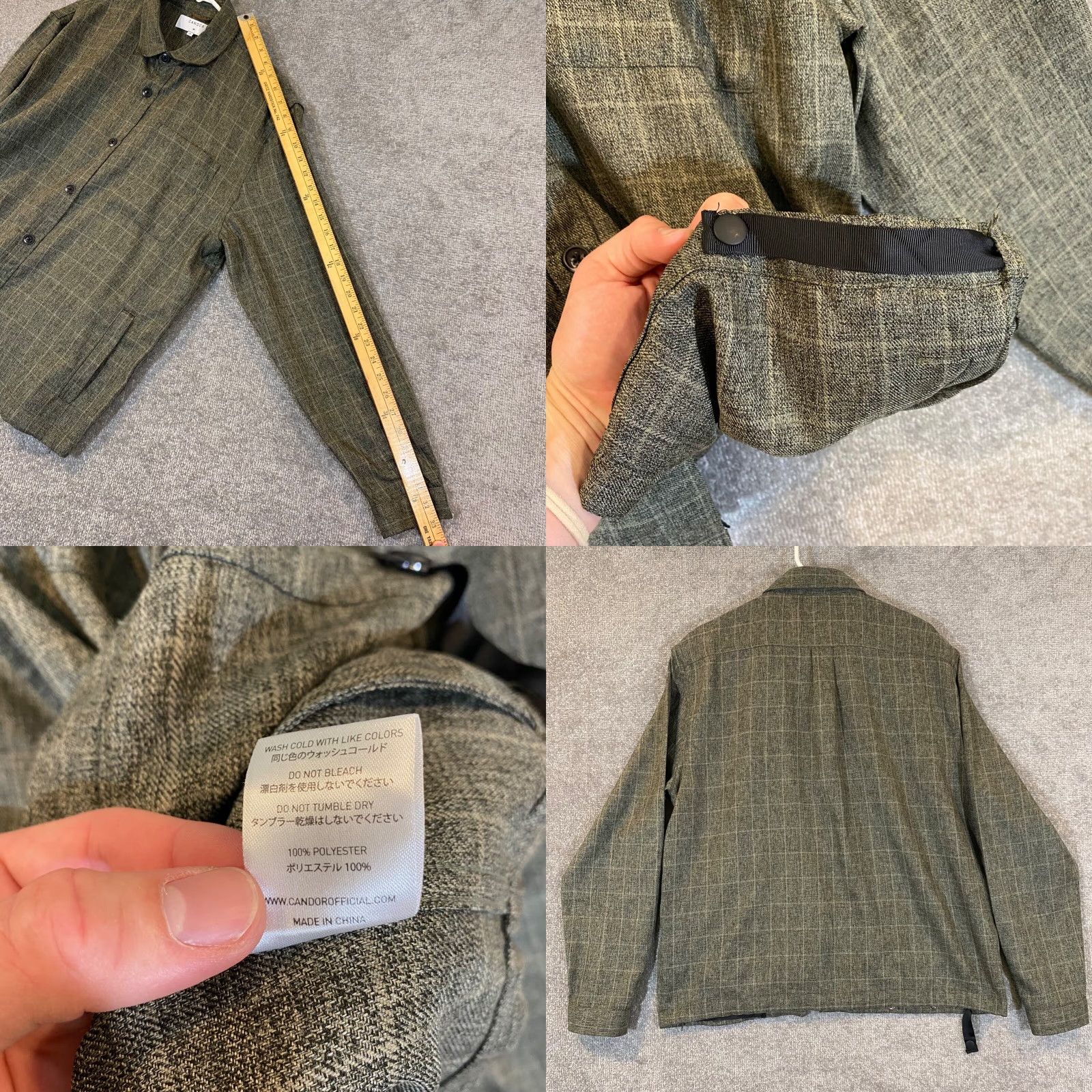 Vintage Candor Official Shirt Mens Size 3 Muted Green Plaid Button-Up Pockets L/S Casual Shirt Size US S / EU 44-46 / 1 - 8 Thumbnail