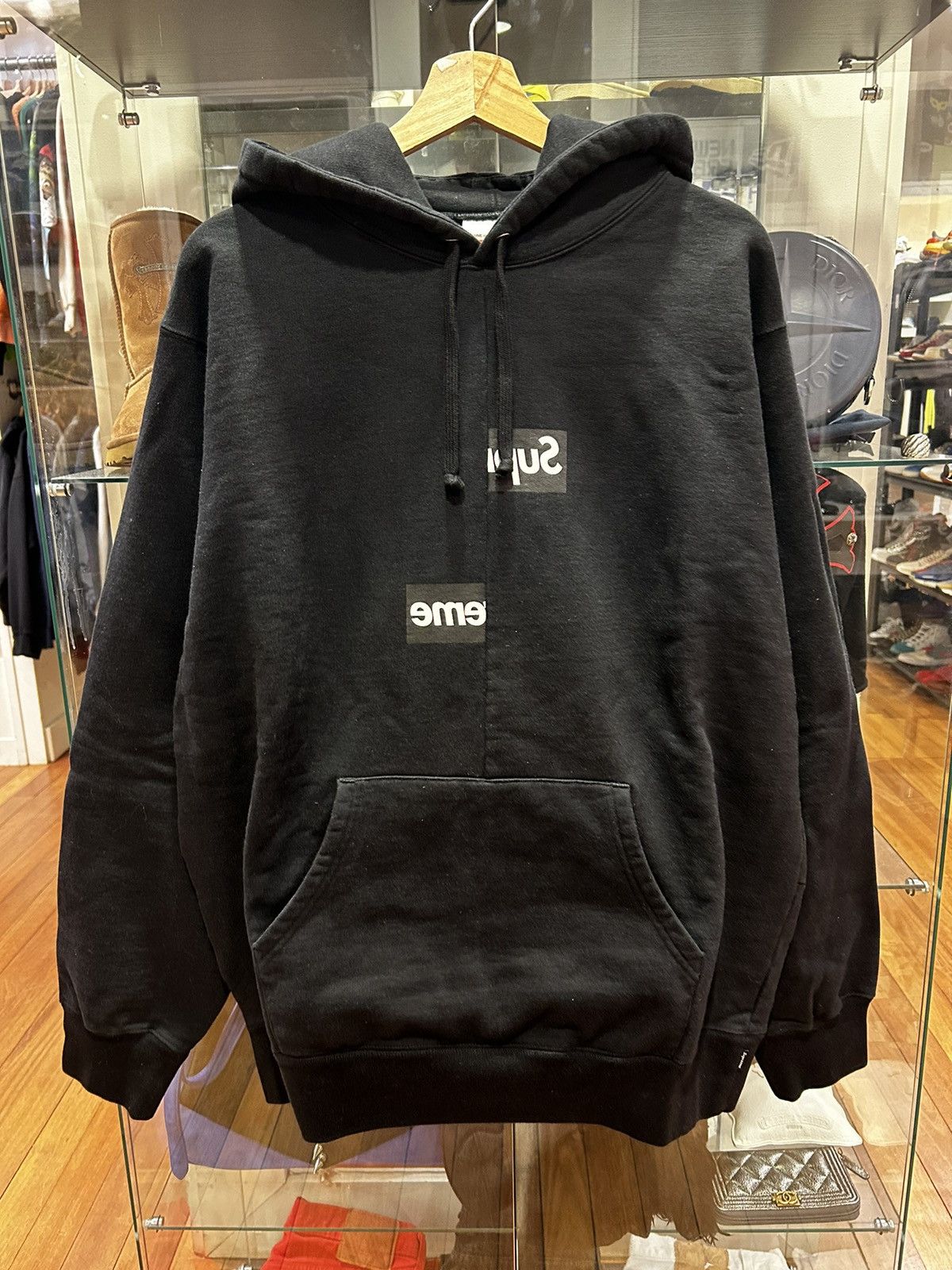 Pre-owned Comme Des Garcons X Supreme Cdg Split Box Logo Hoodie