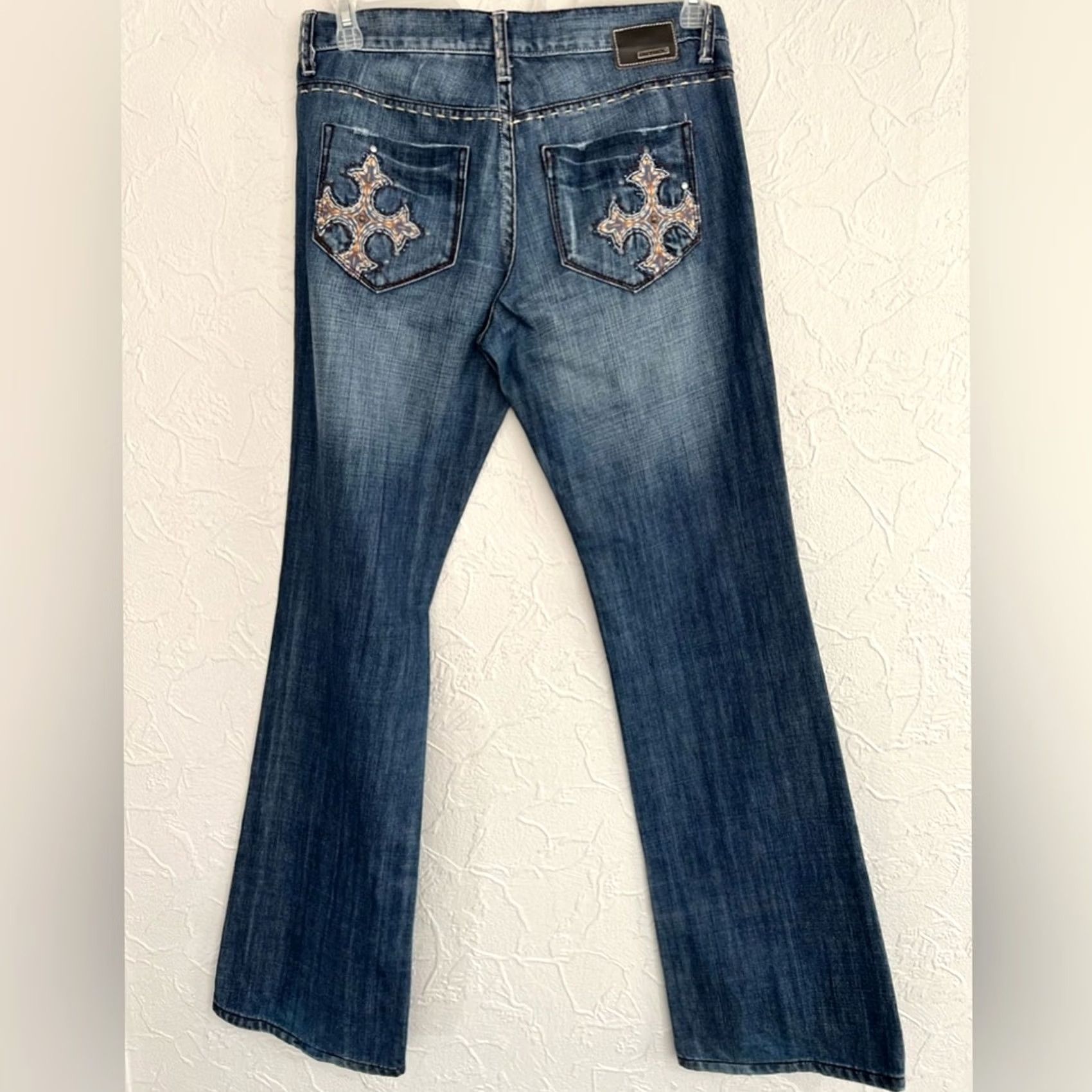 Denime Petrol Women’s Jeans Bootcut 8 Medium Wash 29X34 Embroided Denim Pants Blue Jeans Womens Bootscut 8 Regular Stretch Jogger? Size 30" / US 8 / IT 44 - 2 Thumbnail