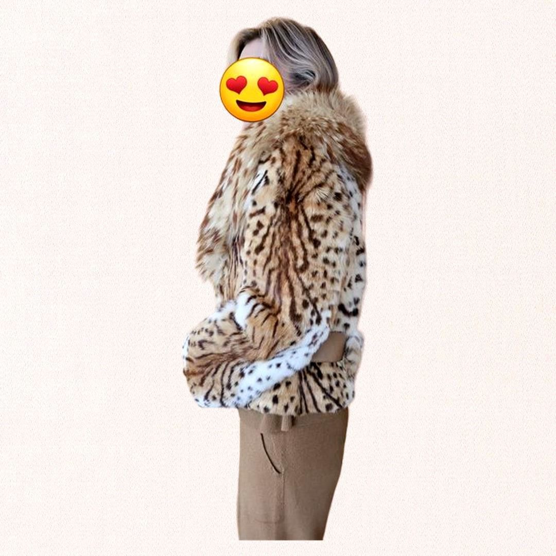 Designer Leopard print natural rabbit fur coat sz S Size S / US 4 / IT 40 - 4 Thumbnail