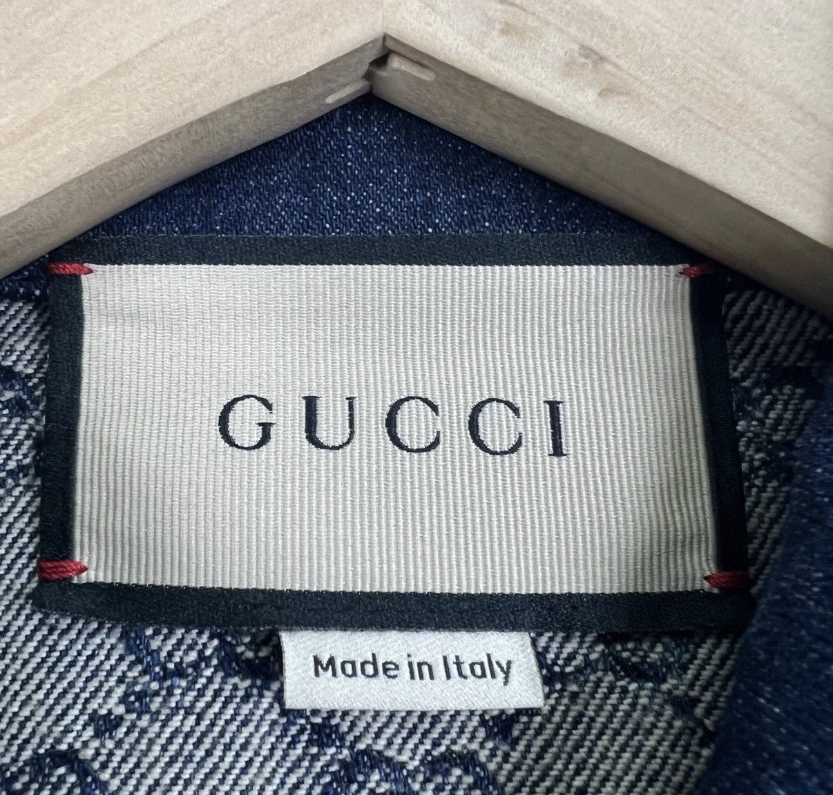 Gucci Gucci Dark Blue All-Over Logo Leather Panel Denim Jacket K12 Size XXS / US 00 / IT 34 - 4 Thumbnail