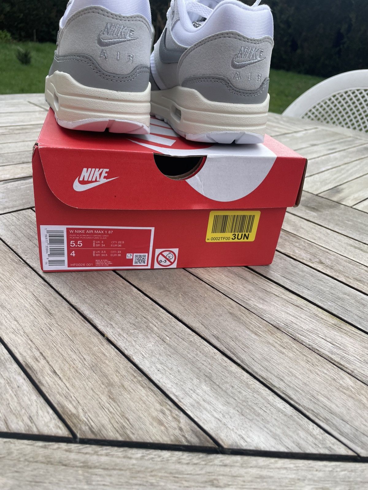 Nike Air Max One Pure Platinum Smoke Grey Size US 5 / IT 35 - 3 Thumbnail