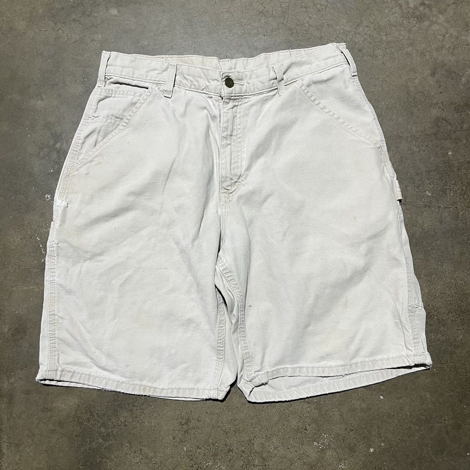 Carhartt Vintage 90s Carhartt Beige Carpenter Shorts 33x9.5 Size US 33 - 1 Thumbnail