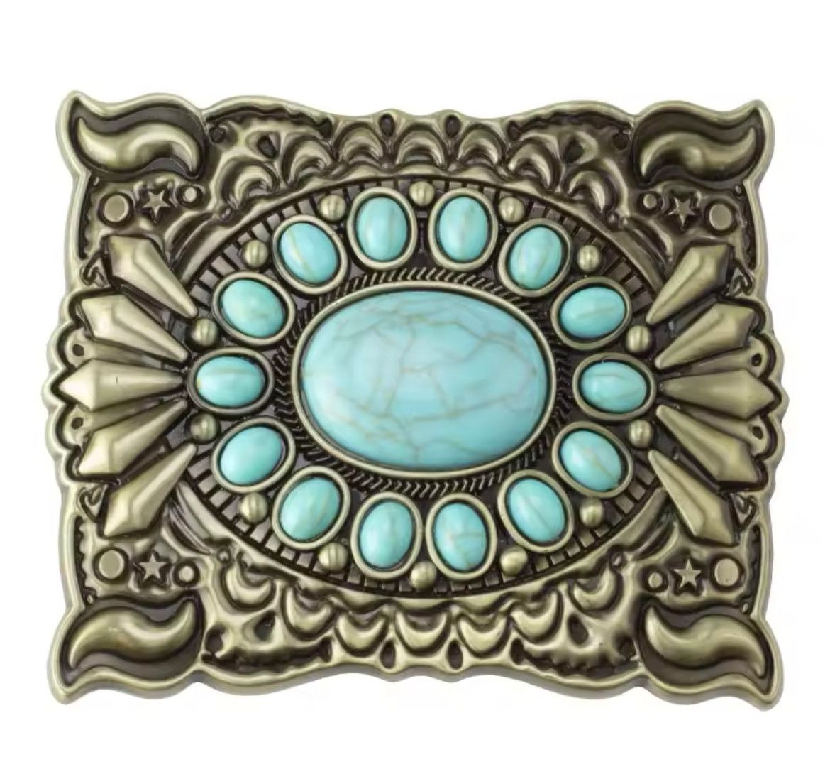 Cowboy Equipment × Vintage Retro style blue agate gemstones belt buckles Size ONE SIZE - 1 Thumbnail